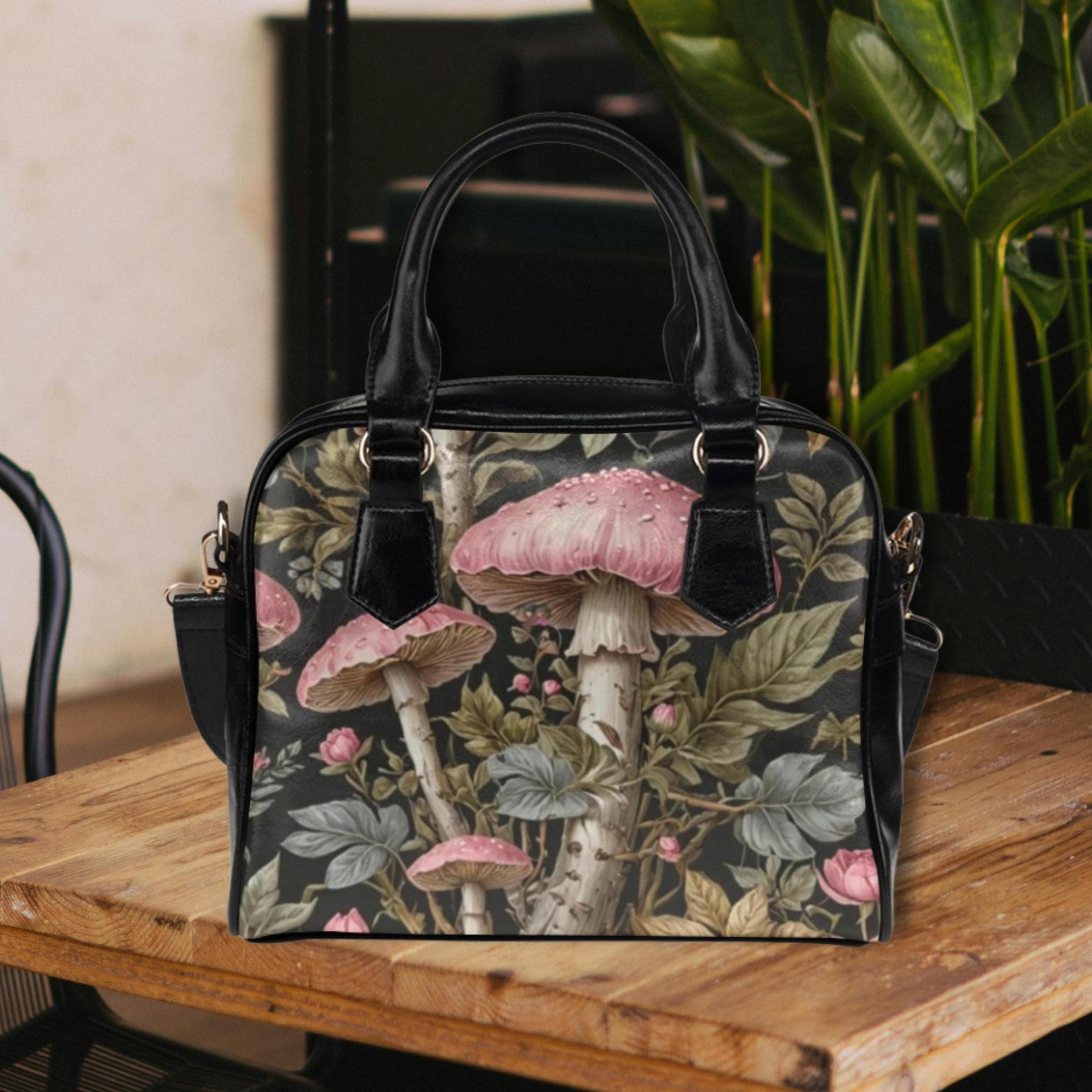 Pink Mushrooms Bowler Bag