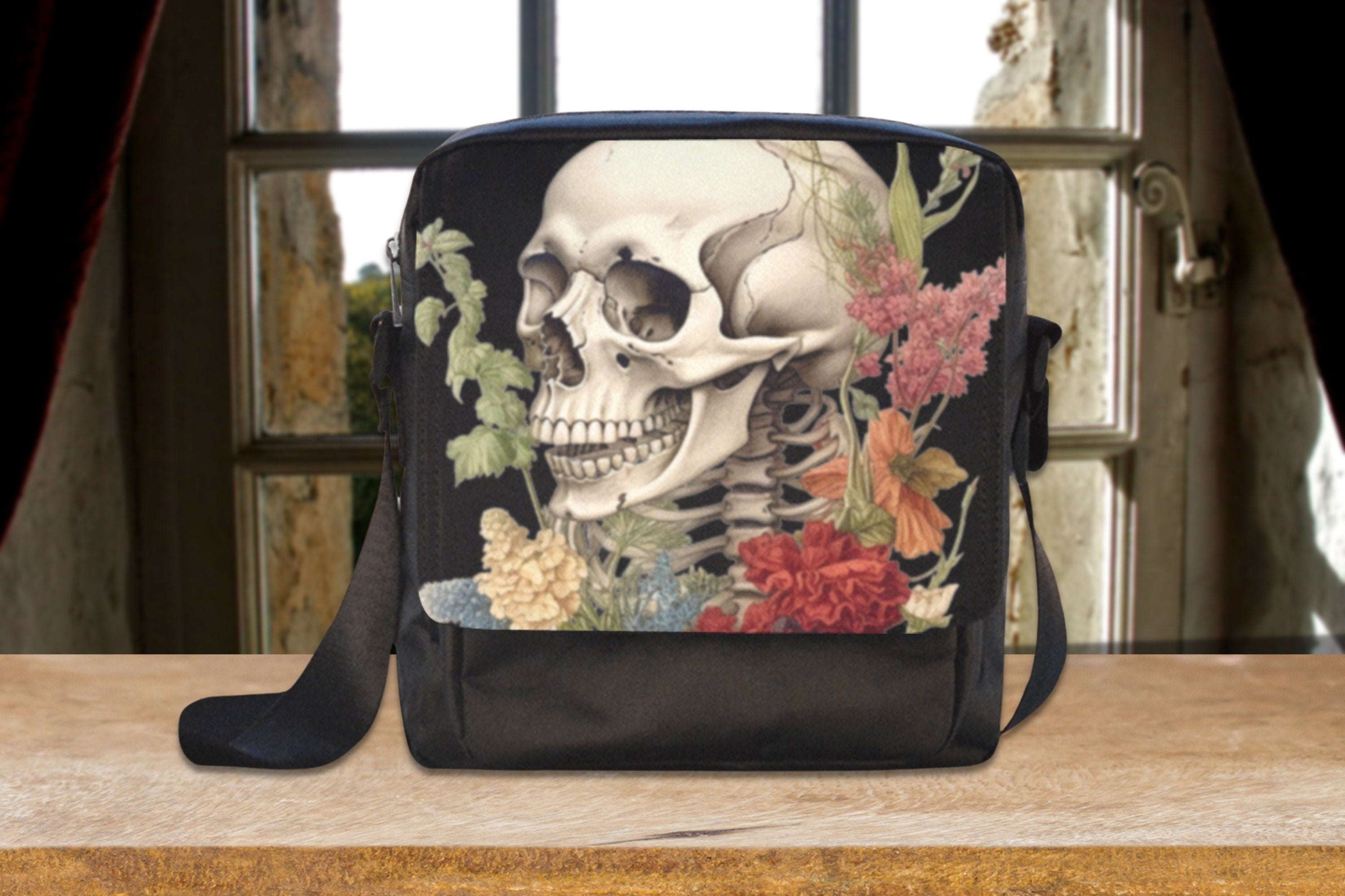 Skull Botany Flap Bag