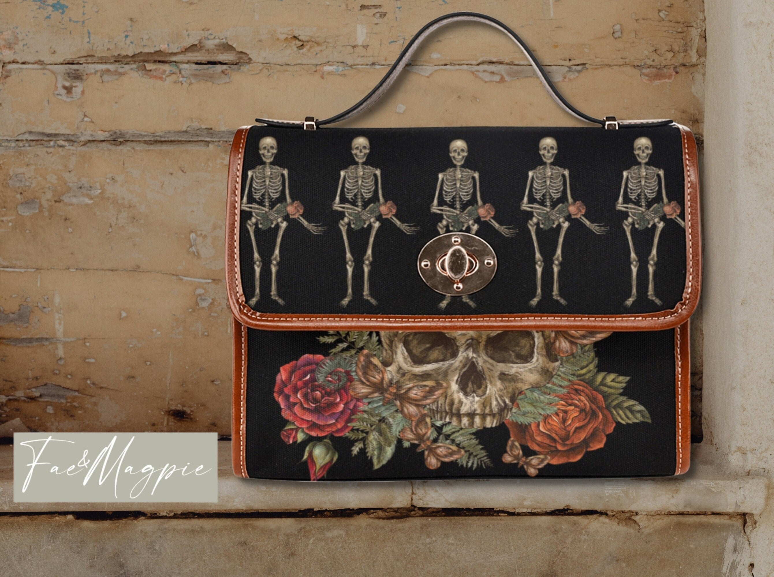 Skeleton Rose Satchel Bag