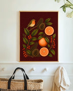 Christmas Robin & Oranges Art Print