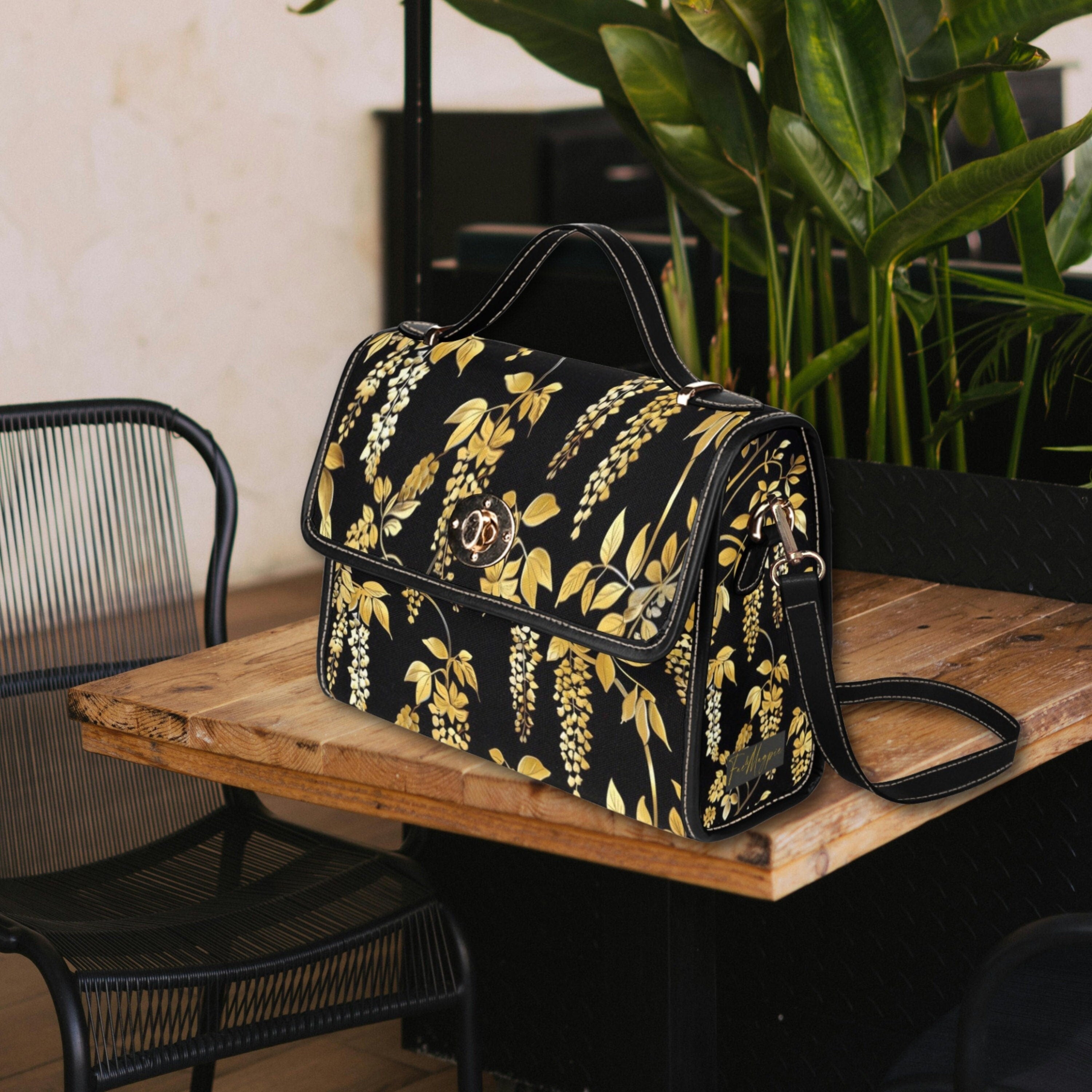 Gold Wisteria Satchel Bag