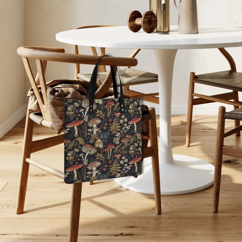 Mushrooms Faux Leather Tote Bag