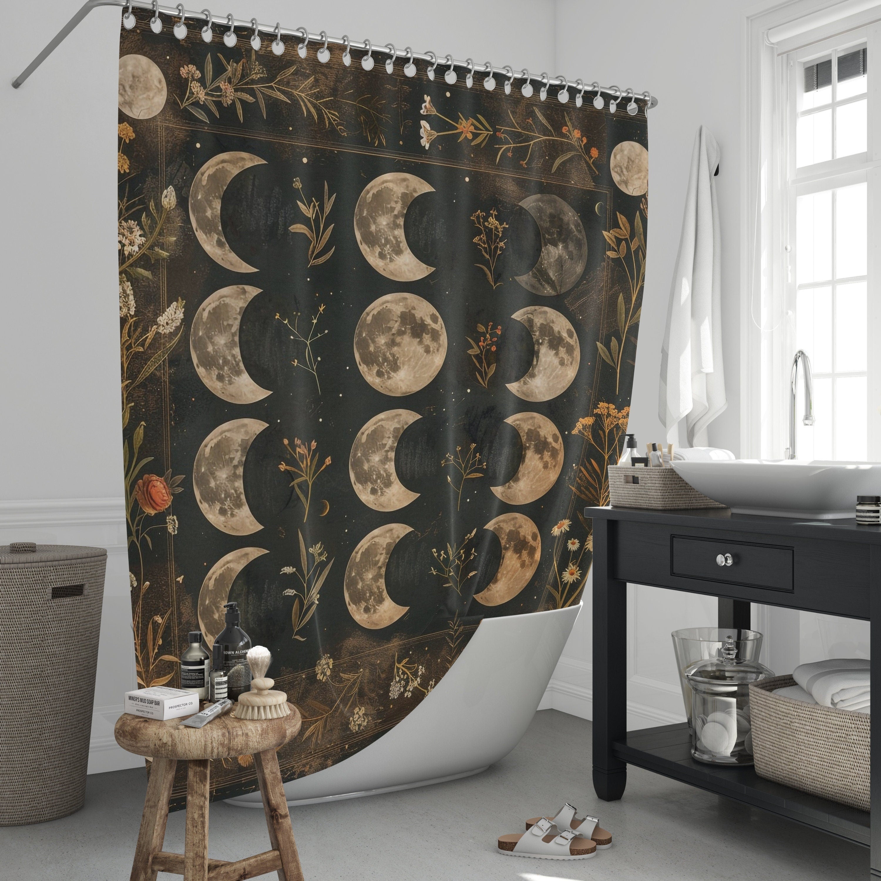 Moon Phase Shower Curtain
