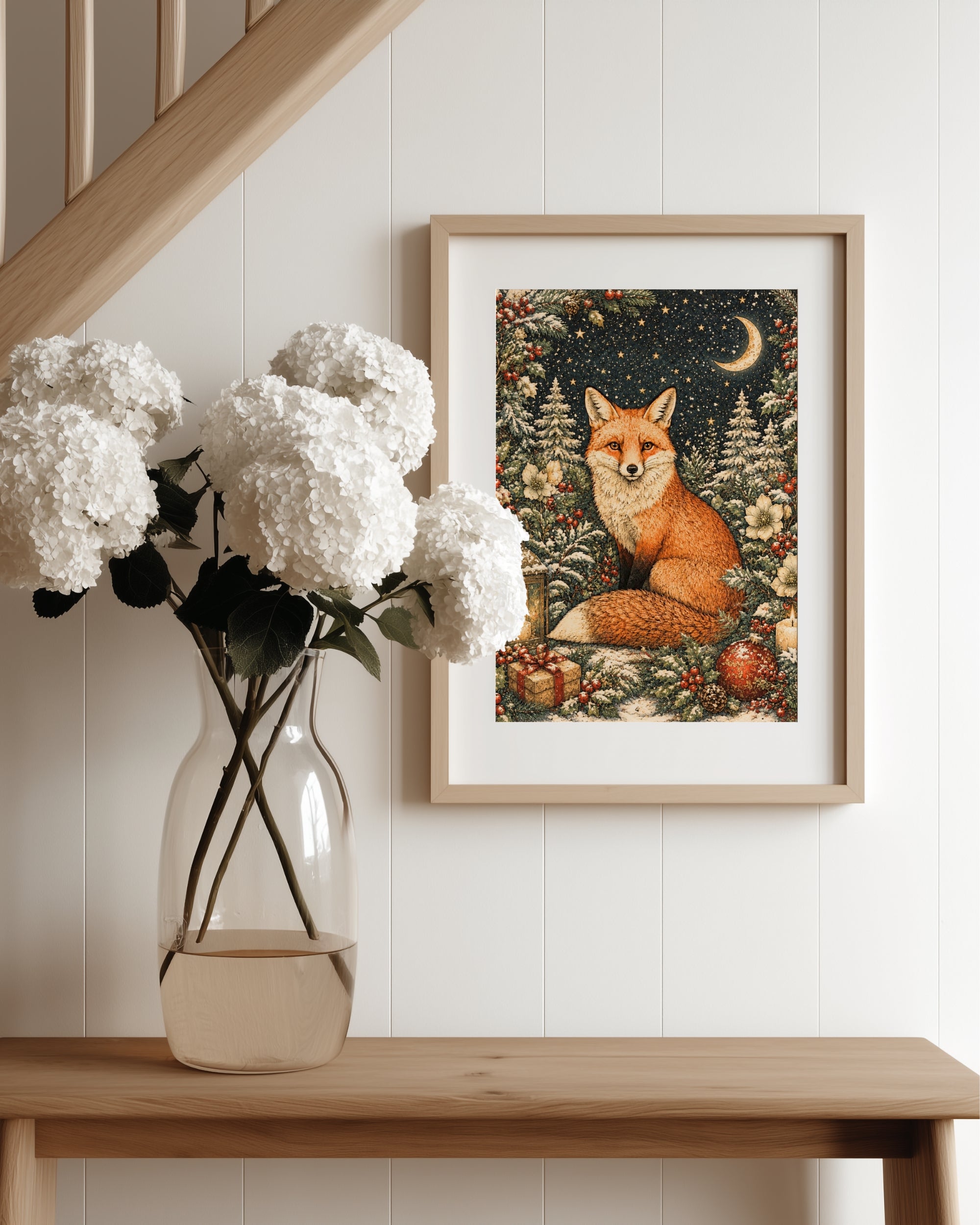 Christmas Fox Art Print