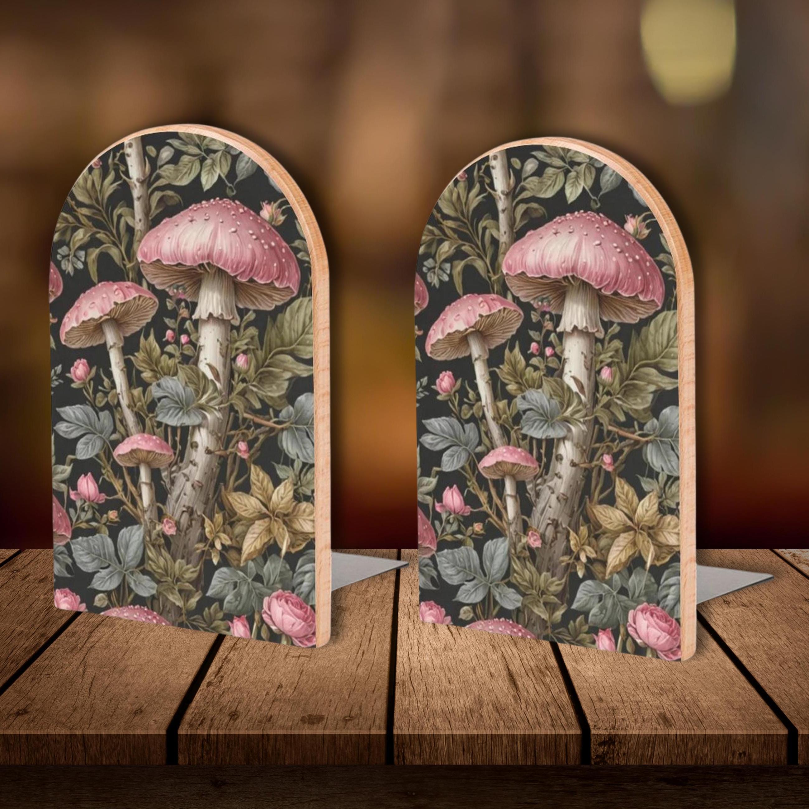 Pink Mushroom Bookends