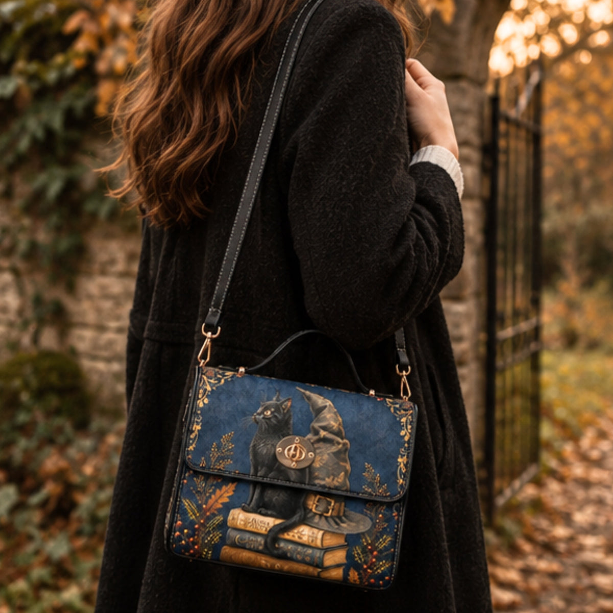 Witchy Black Cat Satchel Bag