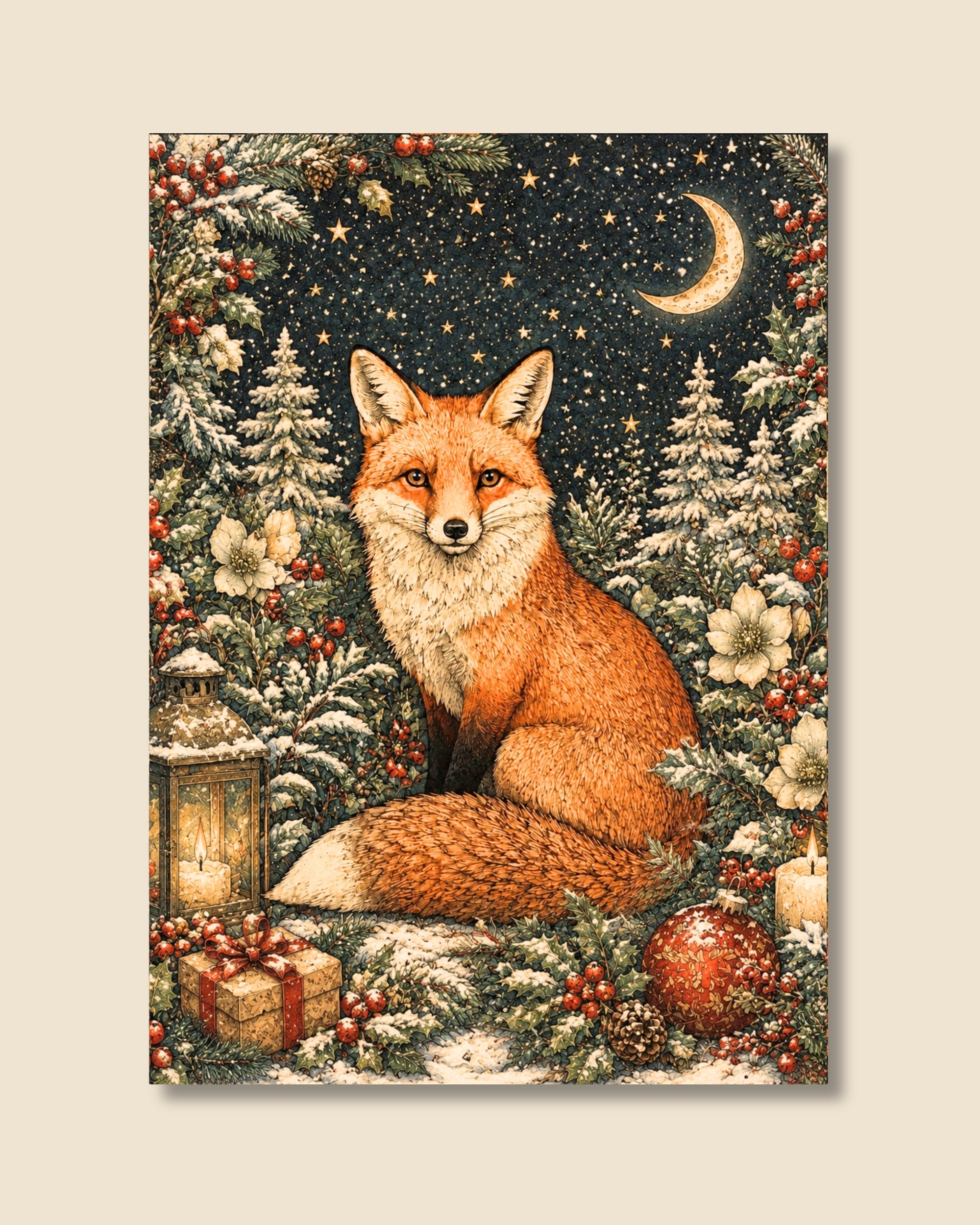 Christmas Fox Art Print