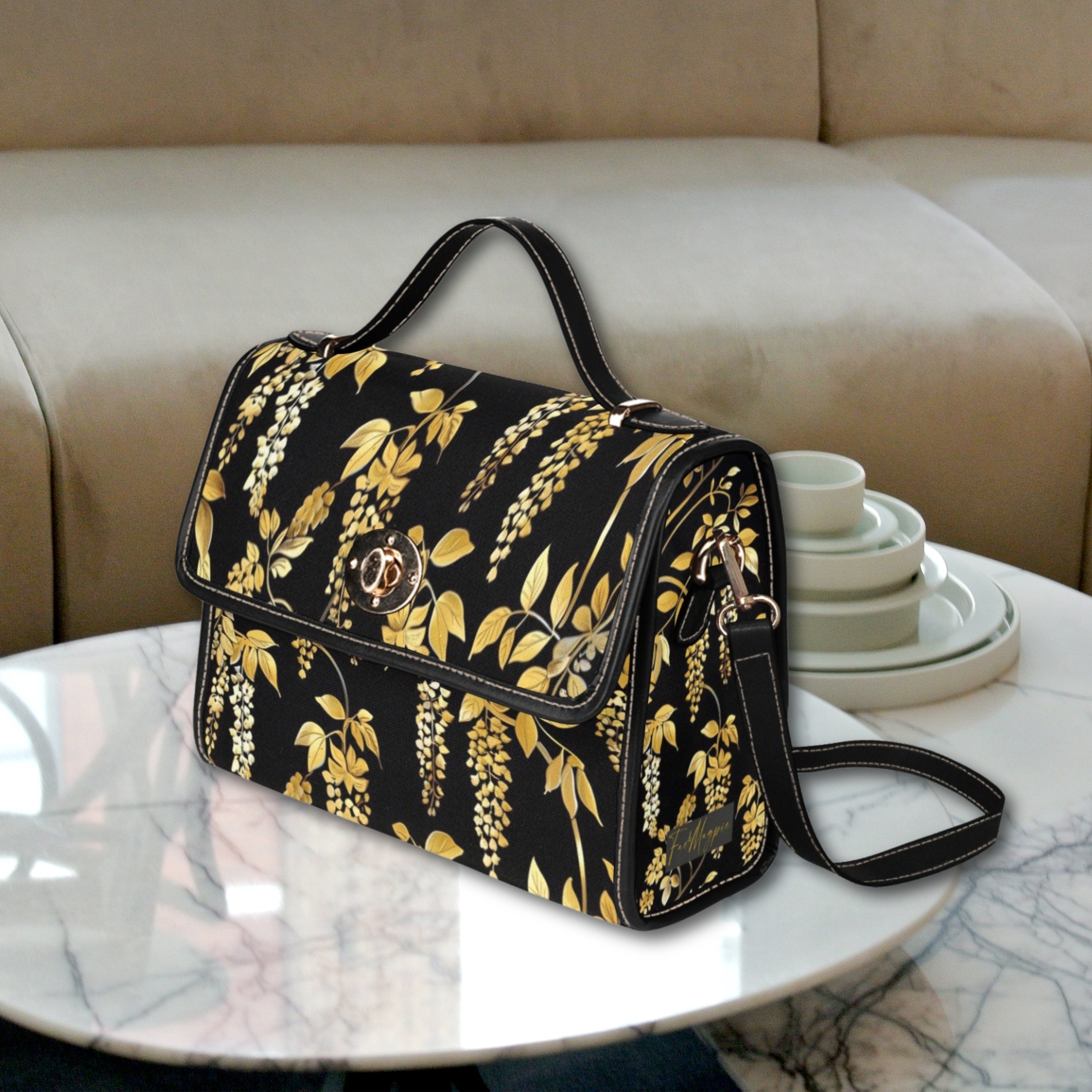 Gold Wisteria Satchel Bag