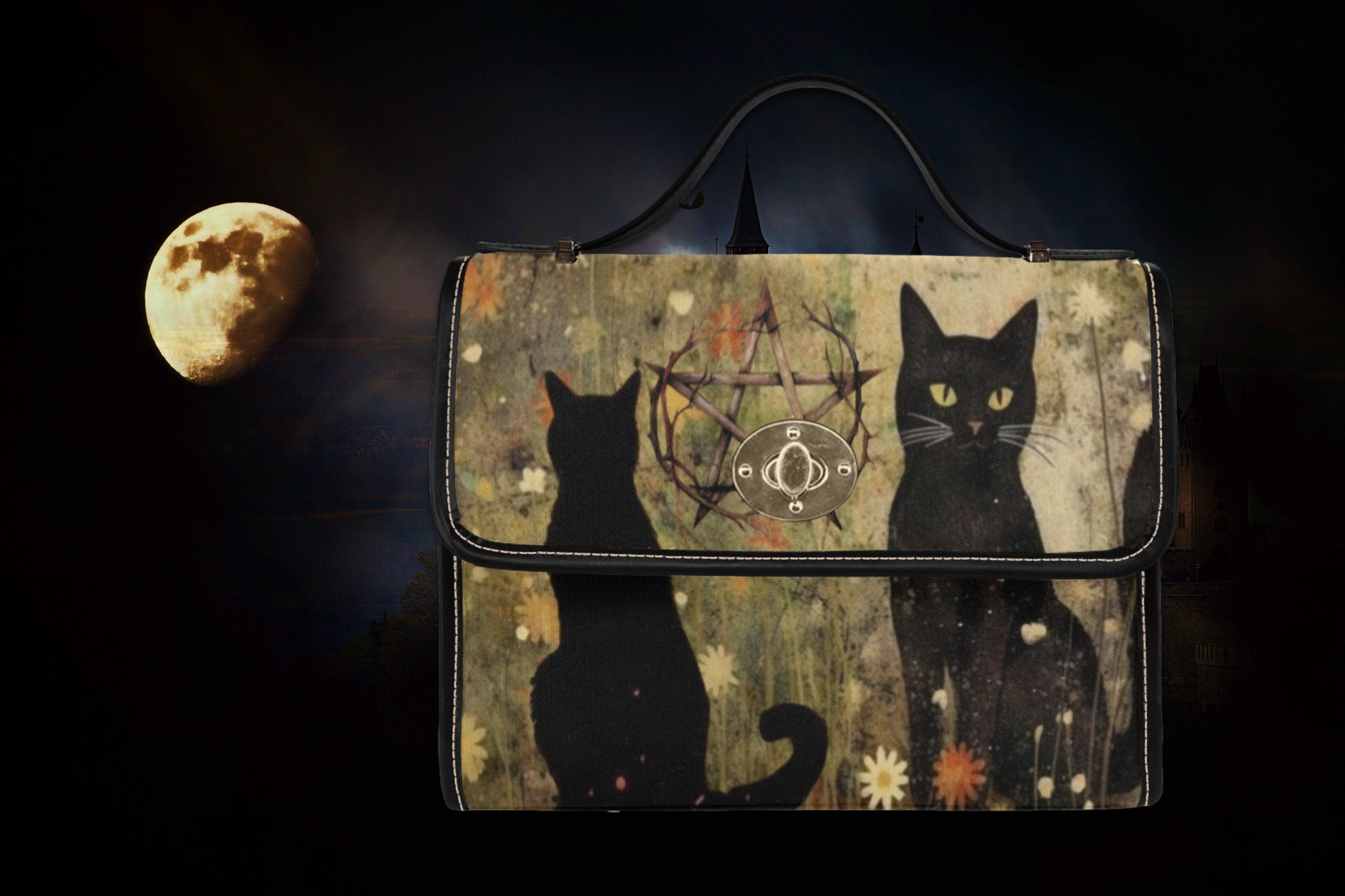 Black Cats Satchel Bag
