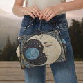 Fae & Magpie Blue Moon vintage handbag with leather strap, detailed stitching, and classic design on neutral background.
