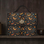 Handbag with celestial pattern on a dark background