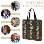 Moon Phase Faux Leather Tote Bag