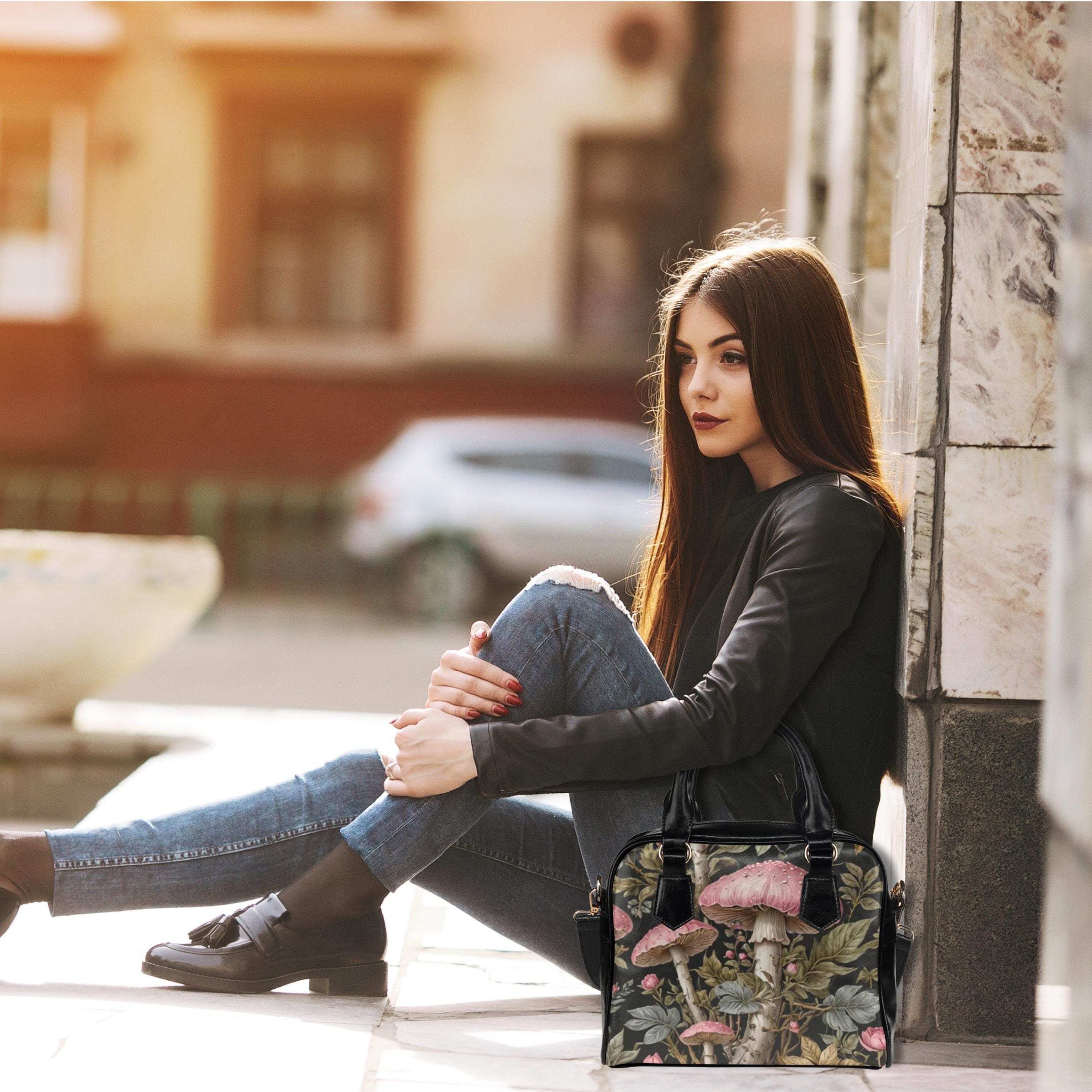 Pink Mushrooms Bowler Bag