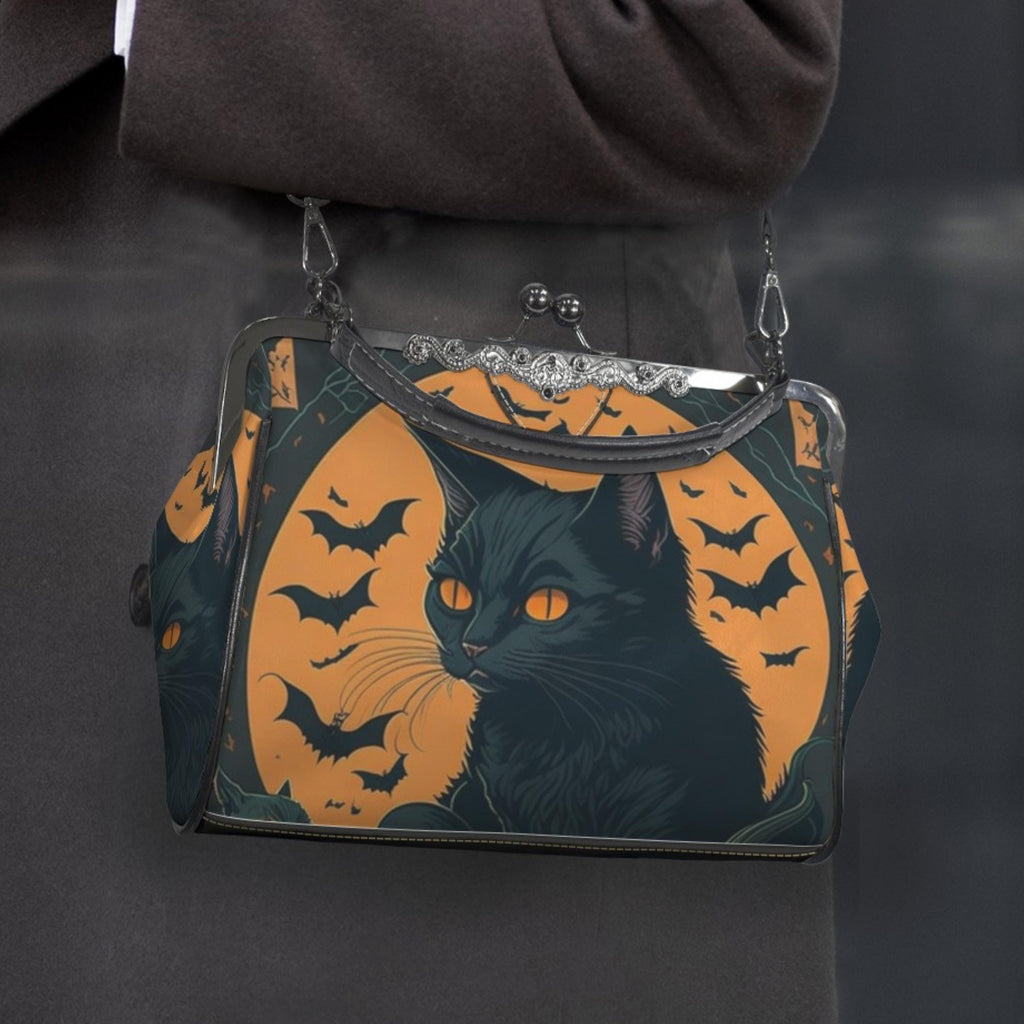 Halloween Cat Kisslock Bag