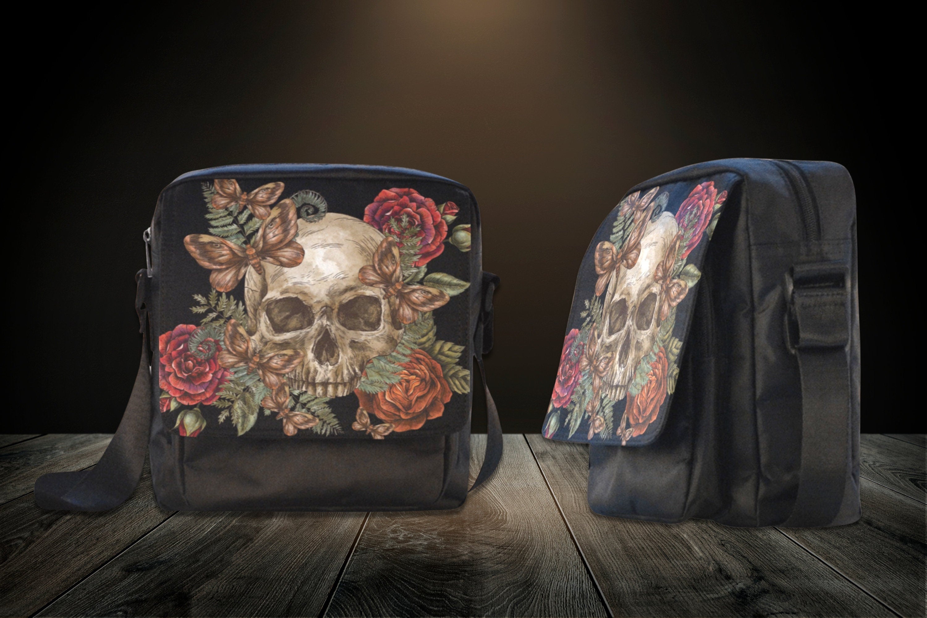 Skull And Roses Flap Bag