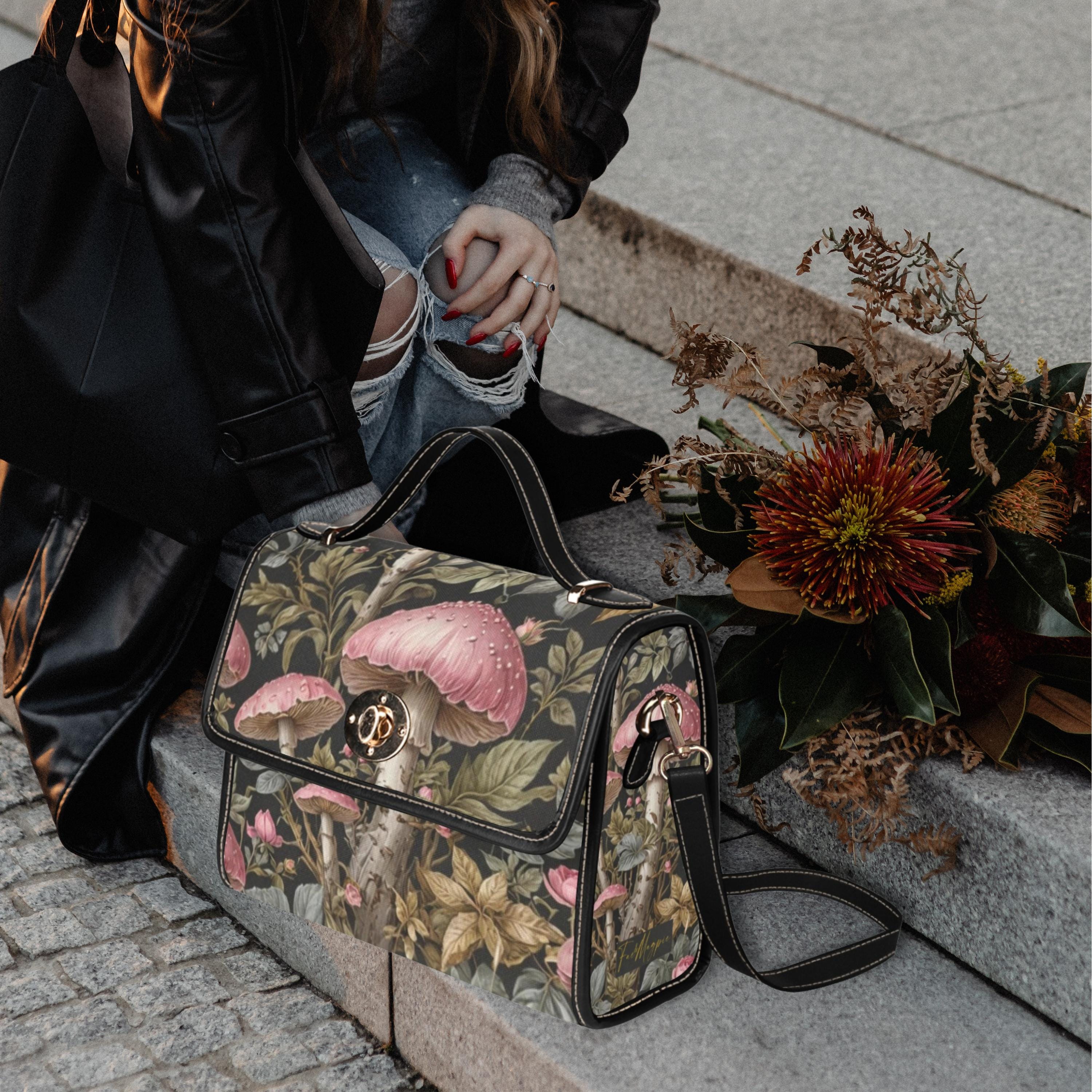 Pink Mushroom Satchel Bag