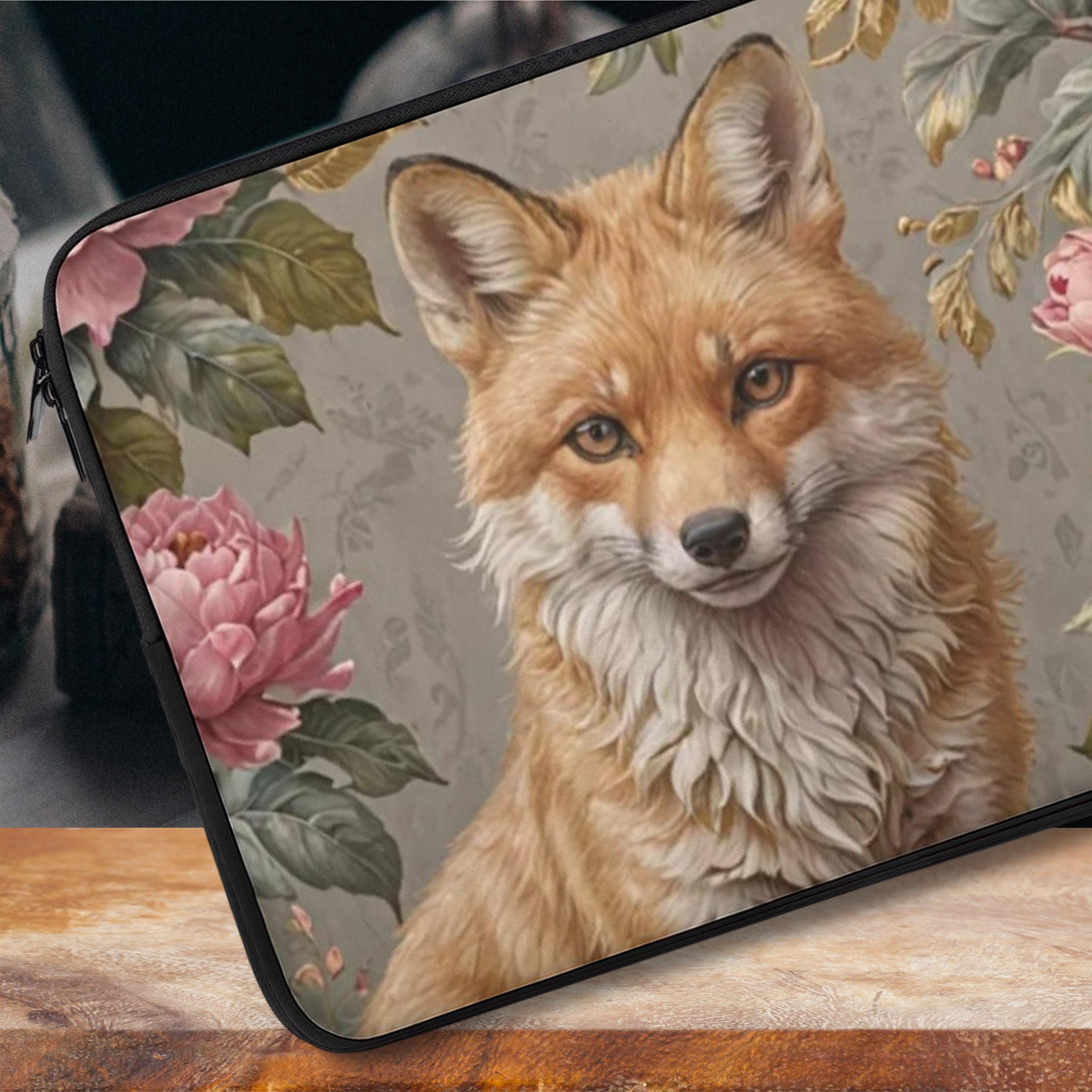 Fox Pink Flower Laptop Sleeve
