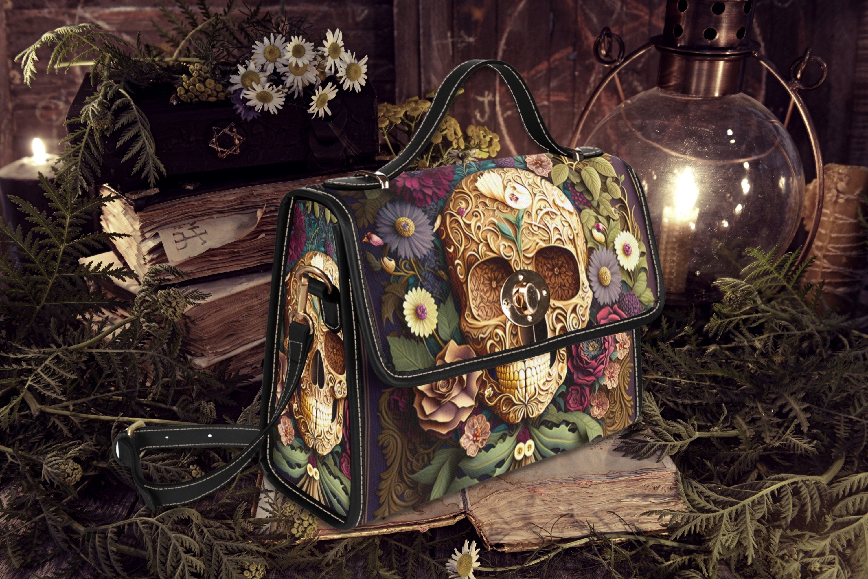 Baroque Skull Satchel Bag