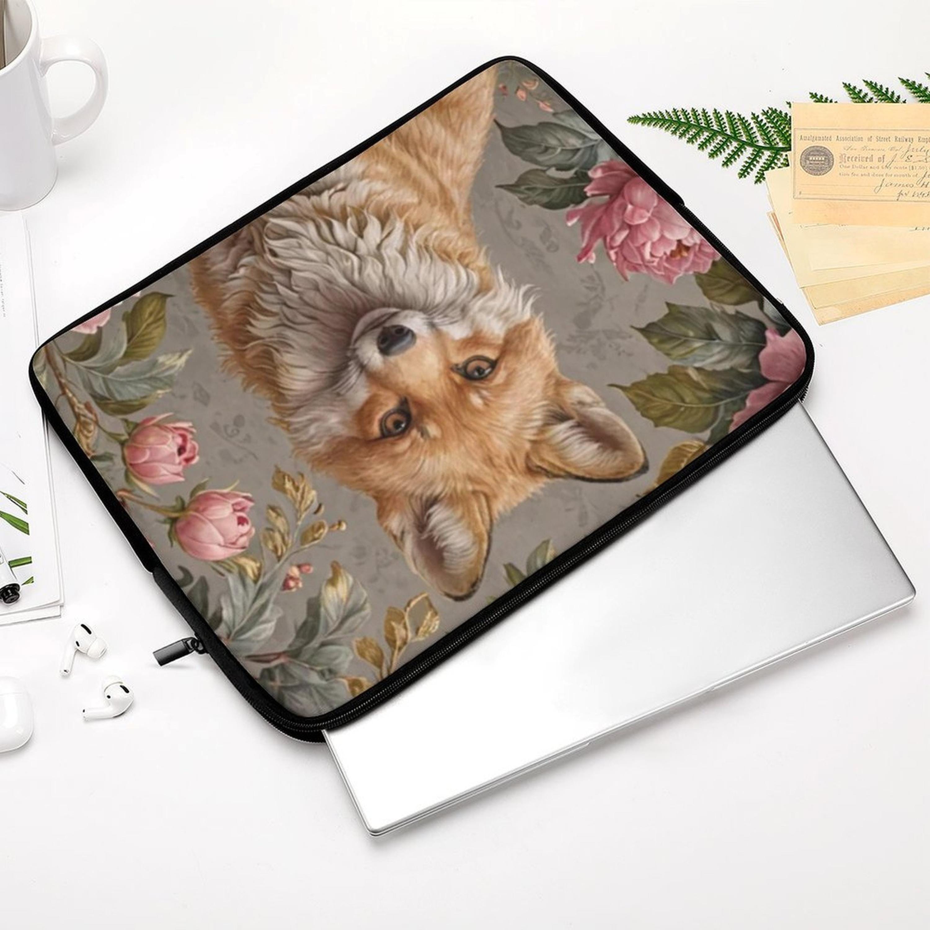 Fox Pink Flower Laptop Sleeve