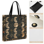 Moon Phase Faux Leather Tote Bag