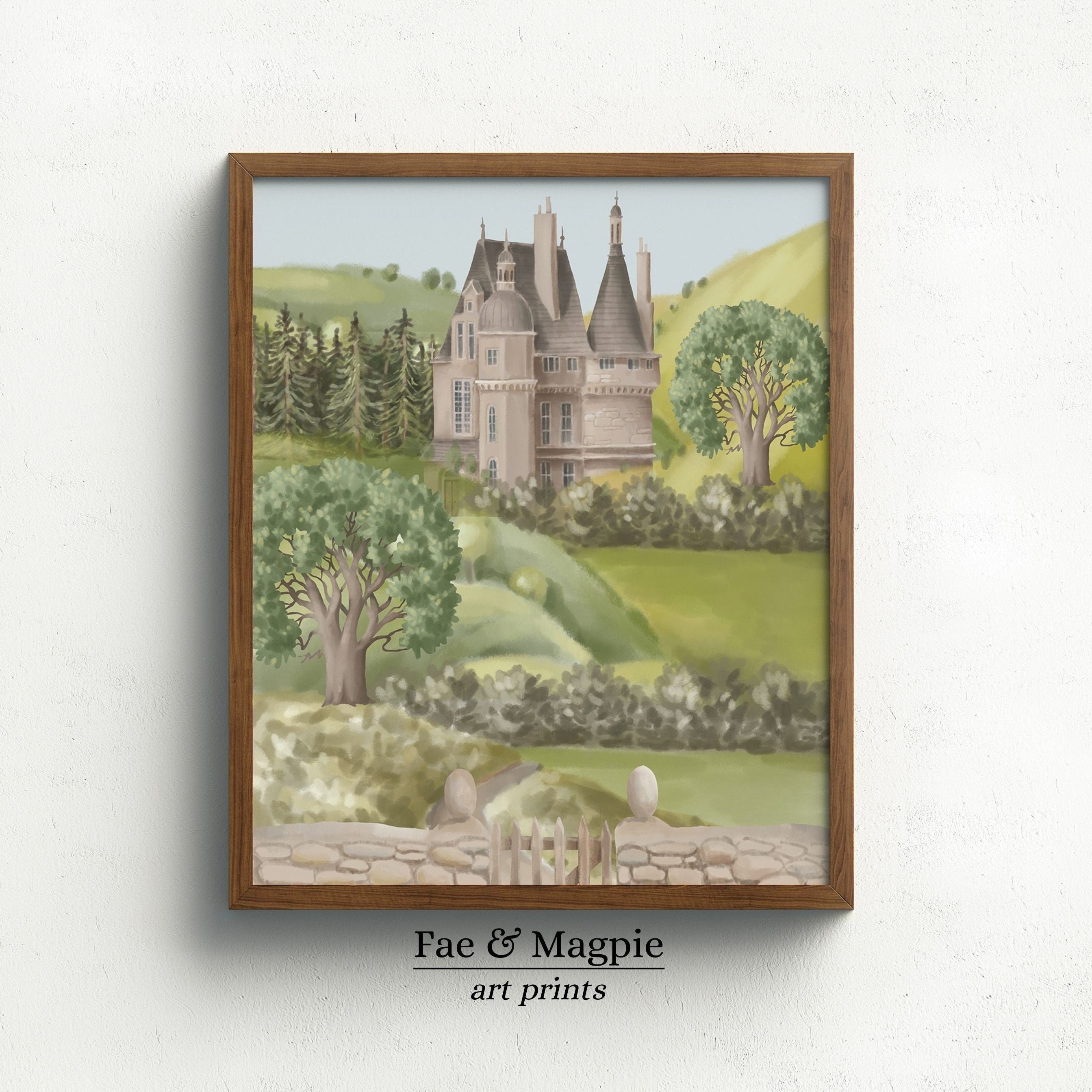 Fairytale Castle Print, Fairy Story Art, Cottagecore, Magical Fairytale Print, Fairytale Illustration, Cinderella Castle , Princess Wall Art