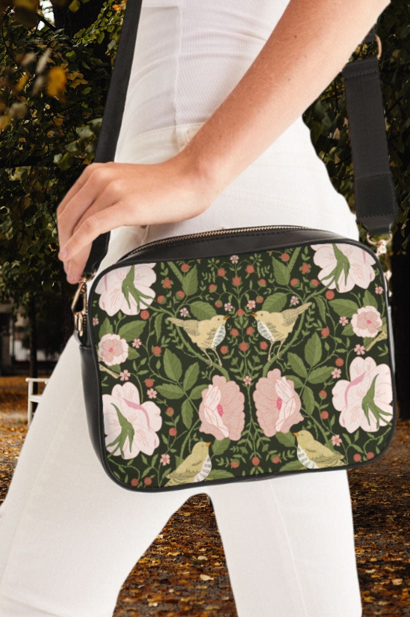 Birds and Flowers Crossbody Bag