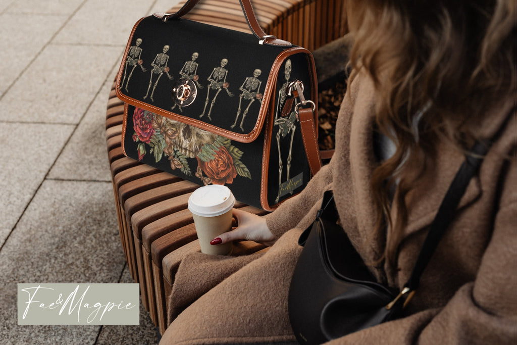 Skeleton Rose Satchel Bag