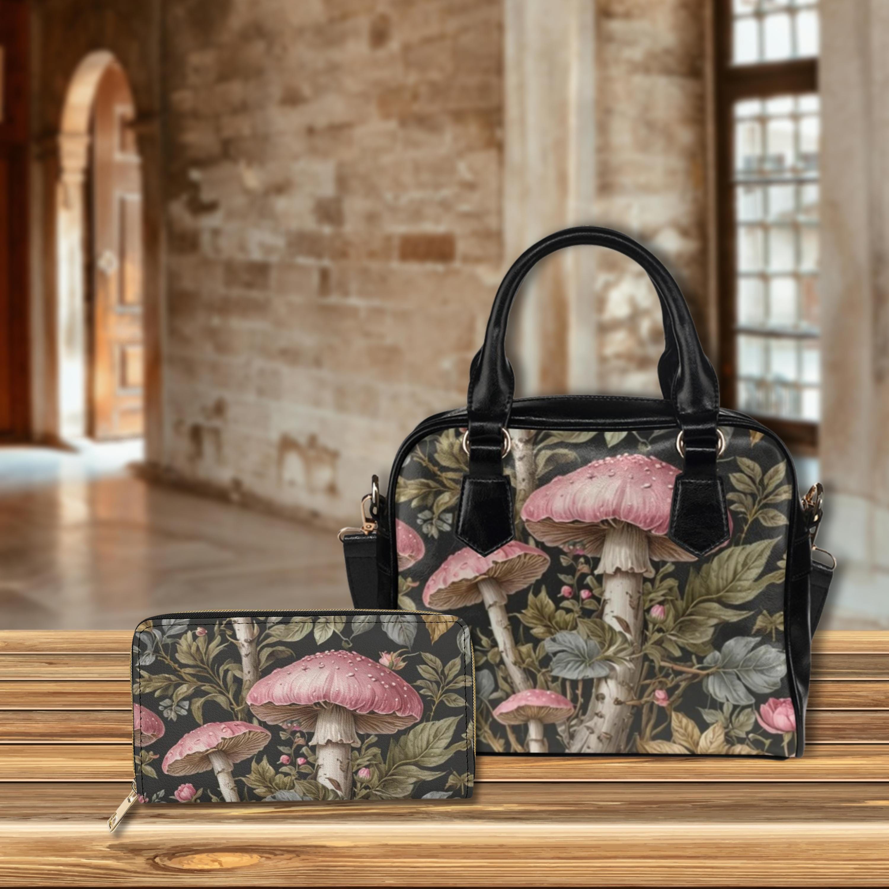Pink Mushrooms Bowler Bag