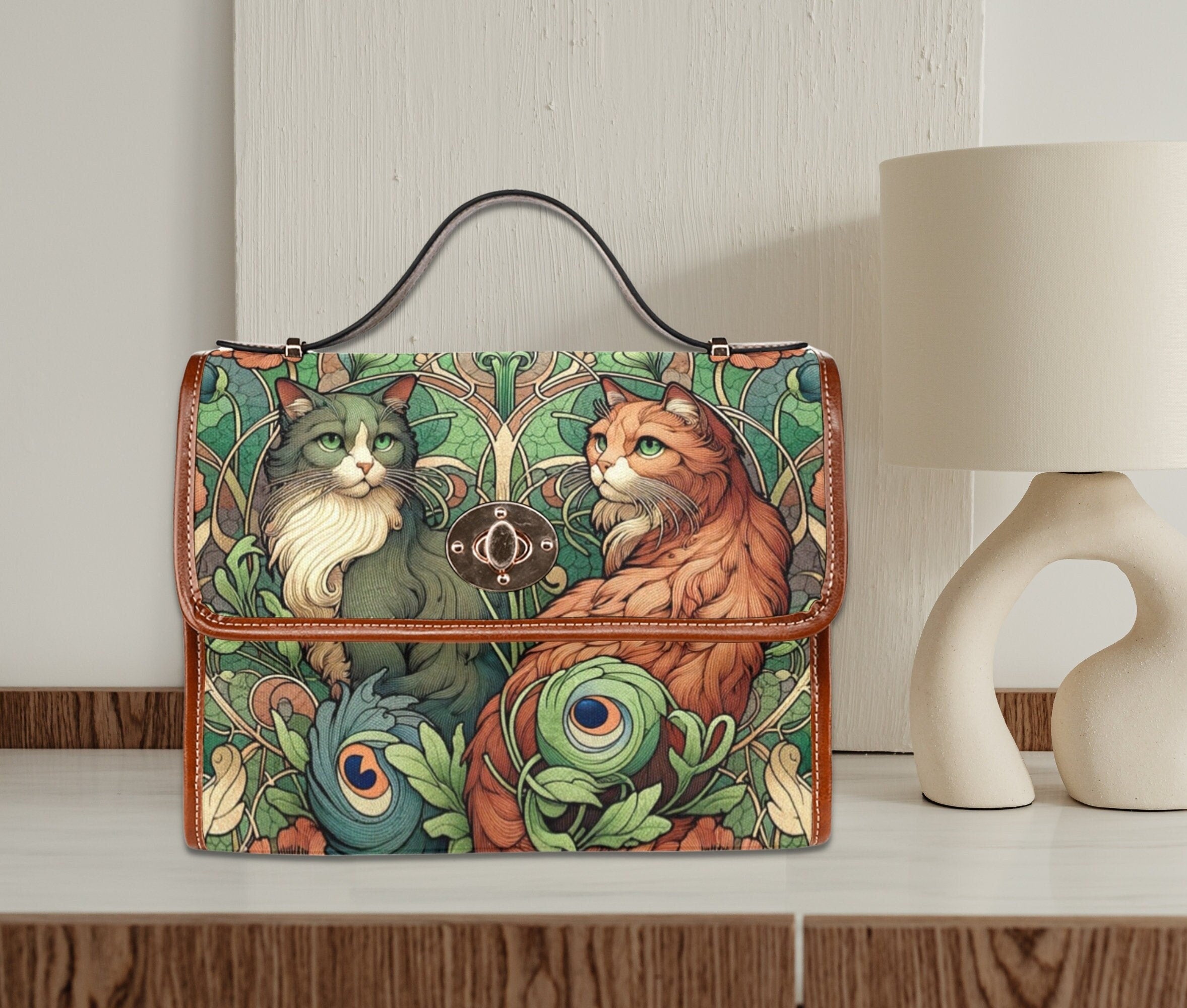 Cats Green Satchel Bag