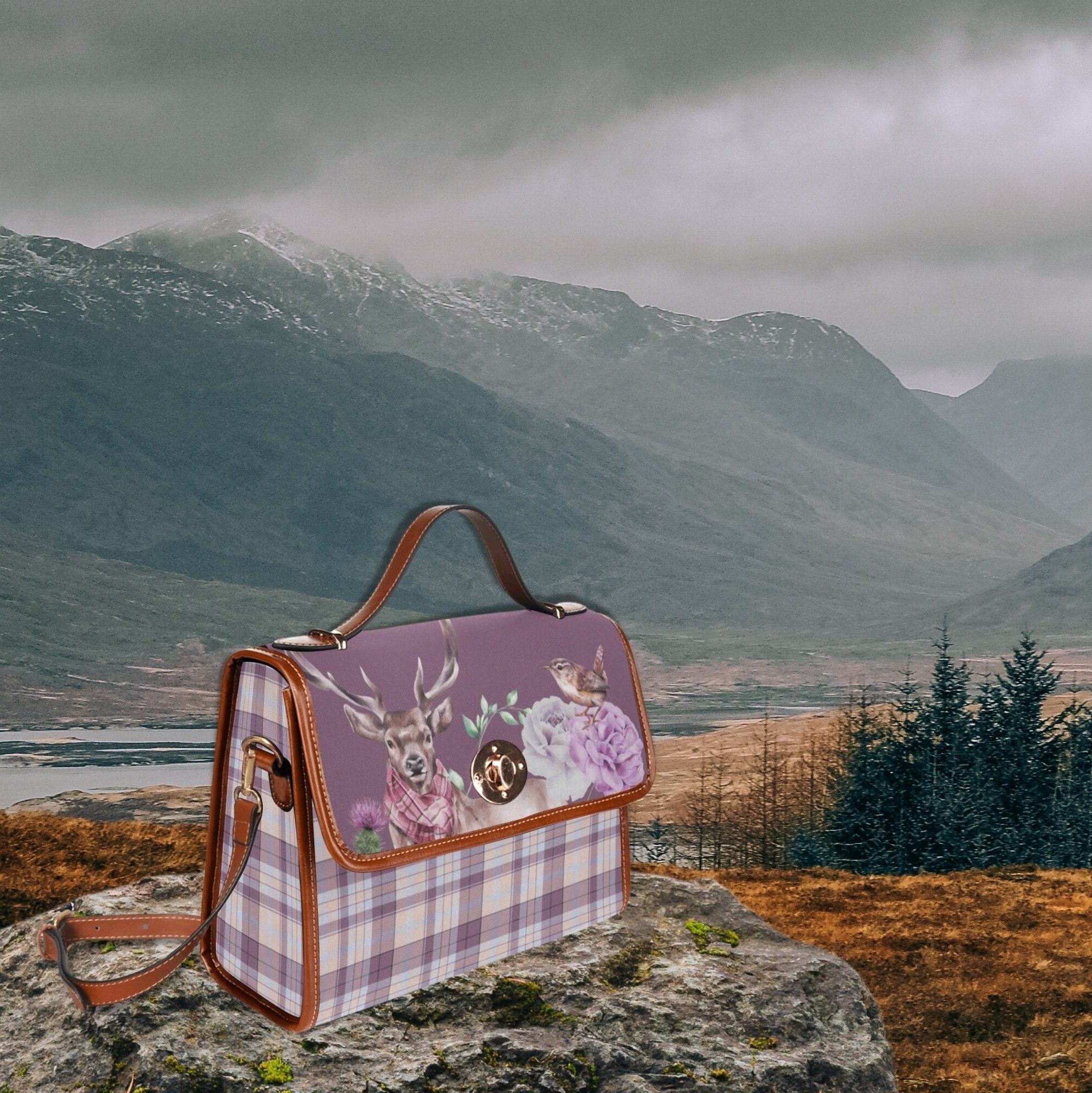 Stag Plaid Satchel Bag