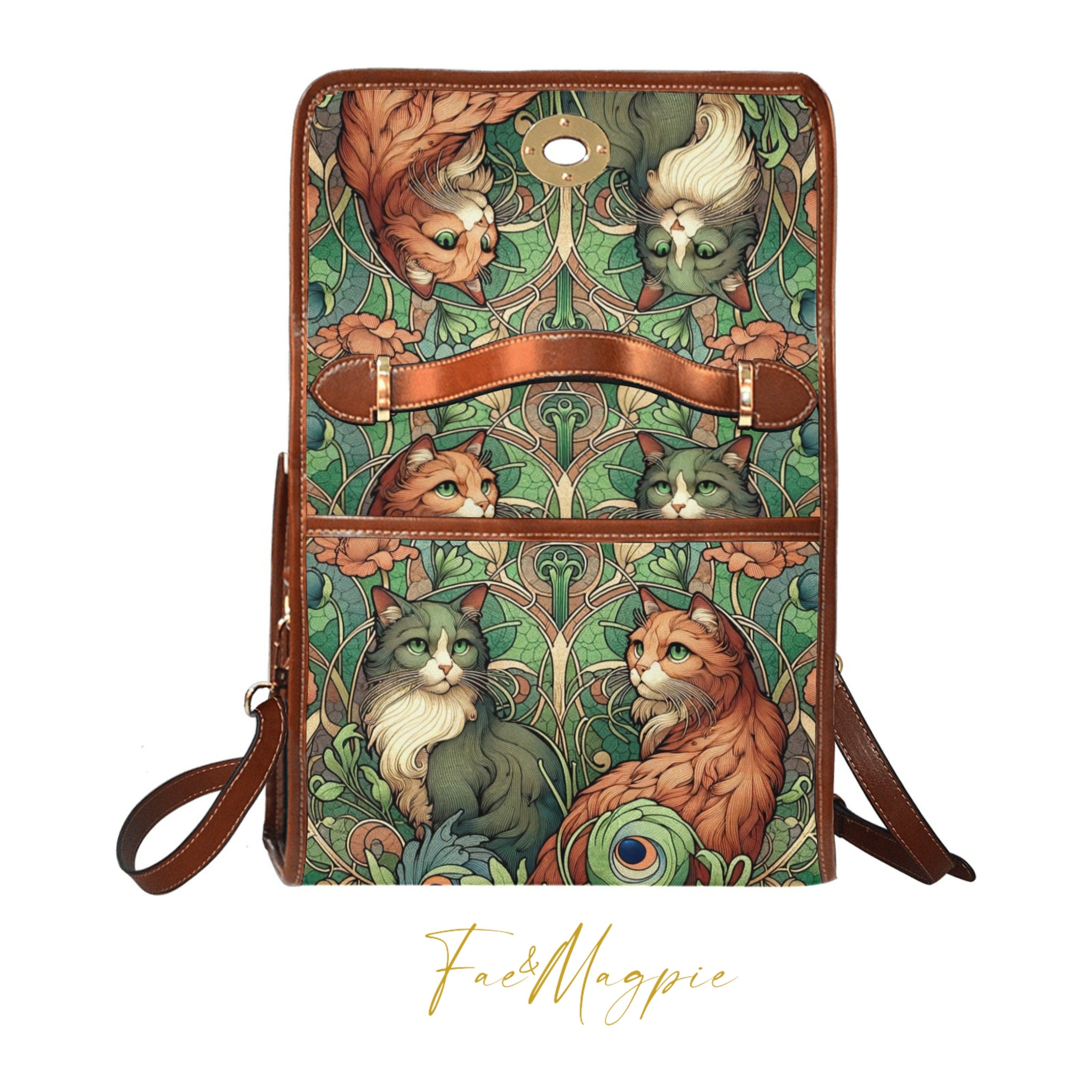 Cats Green Satchel Bag