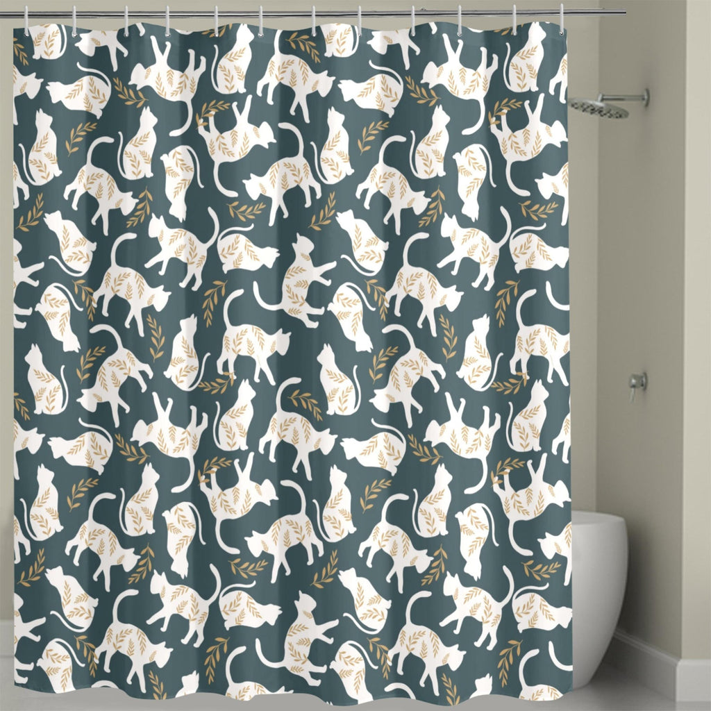 White Cats Shower Curtain