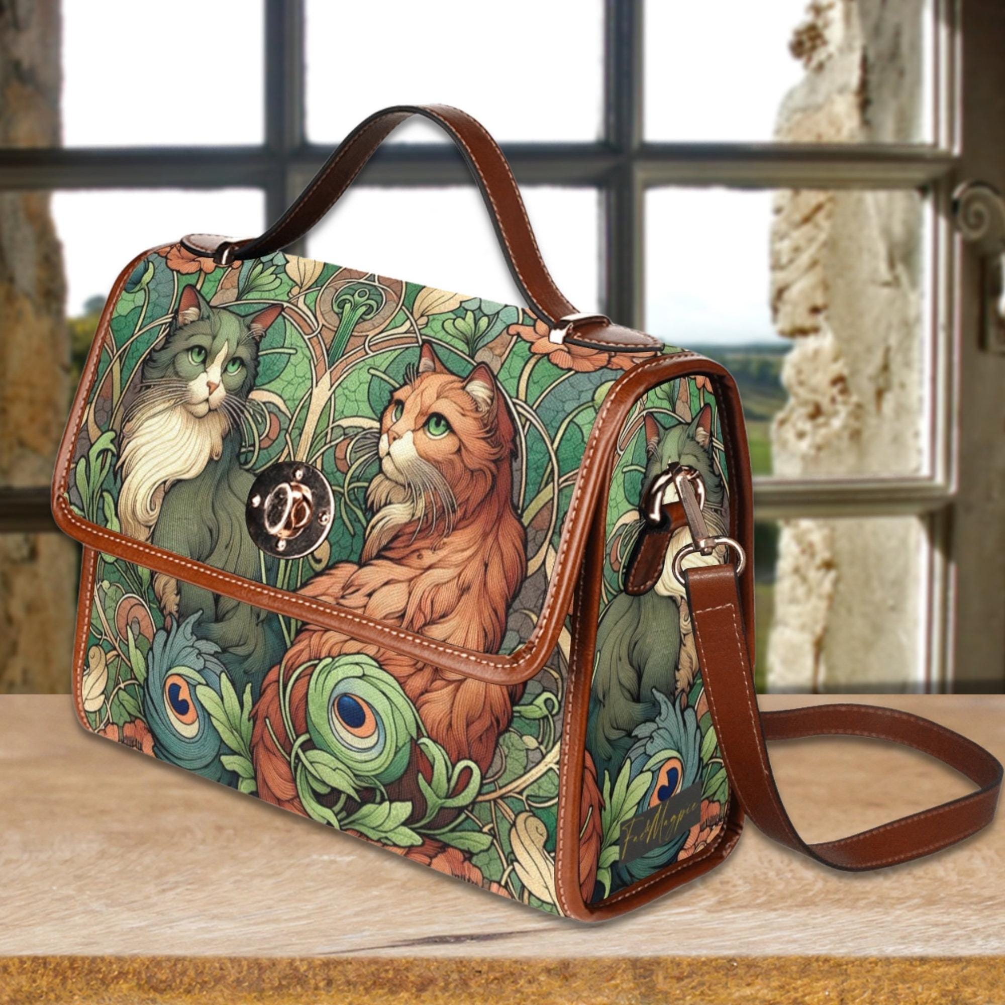 Cats Green Satchel Bag