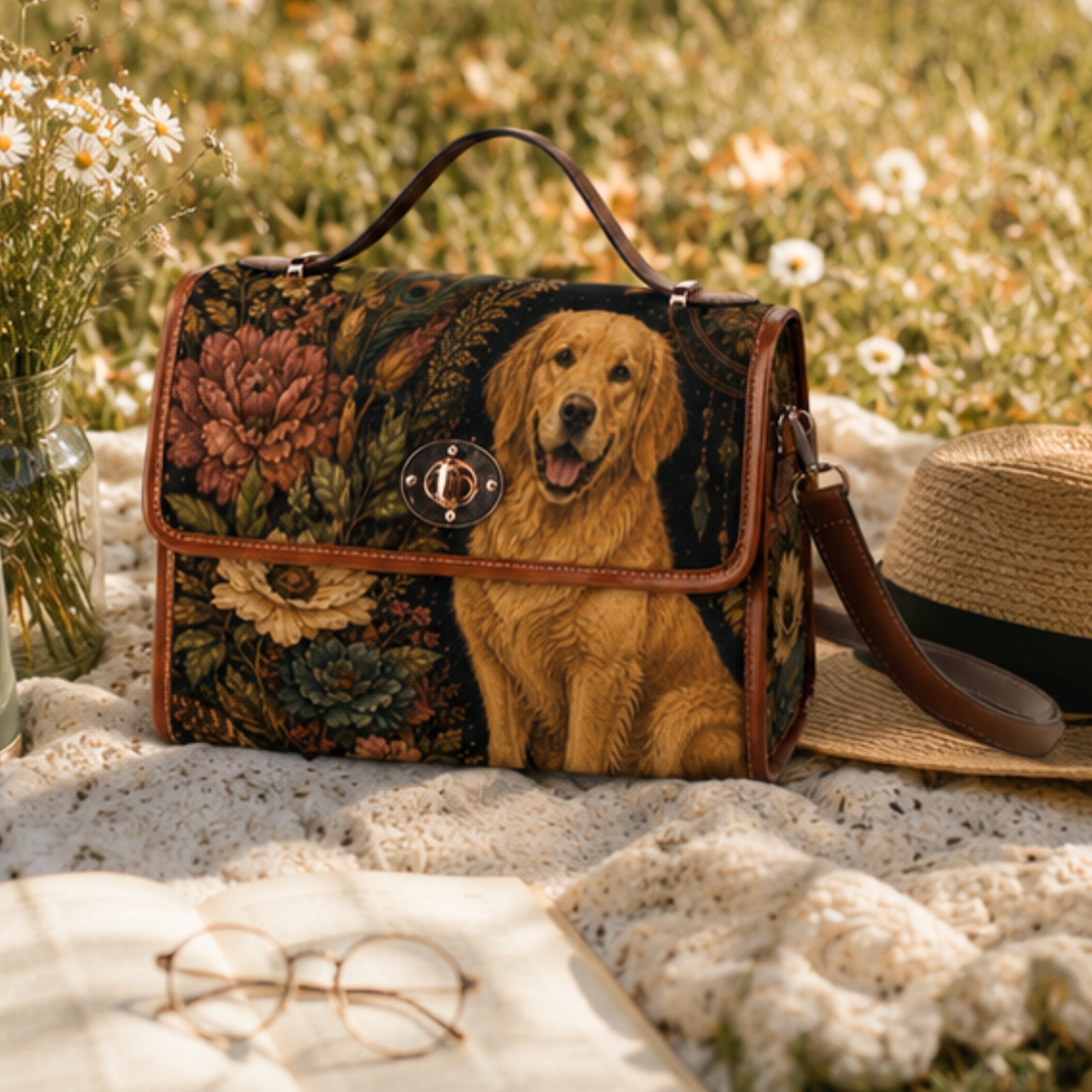 Golden Retriever Satchel Bag