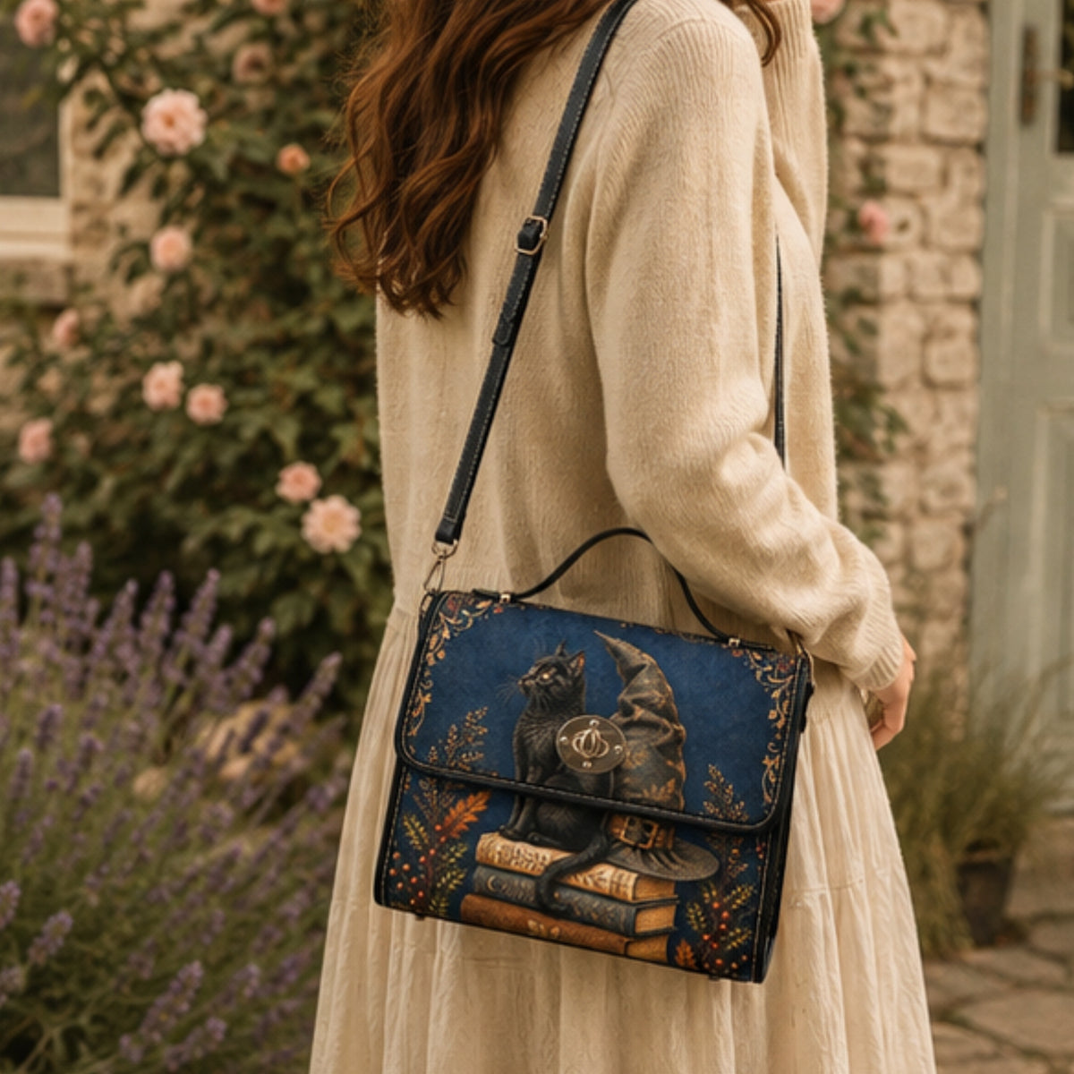 Witchy Black Cat Satchel Bag