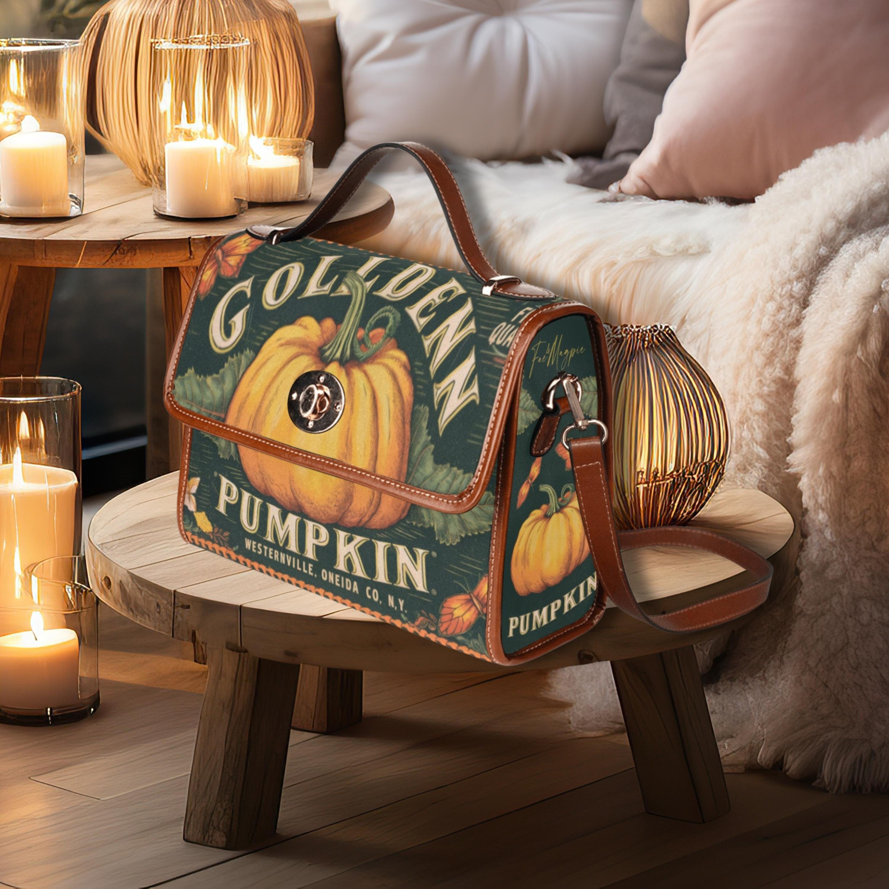 Vintage Pumpkin Satchel Bag