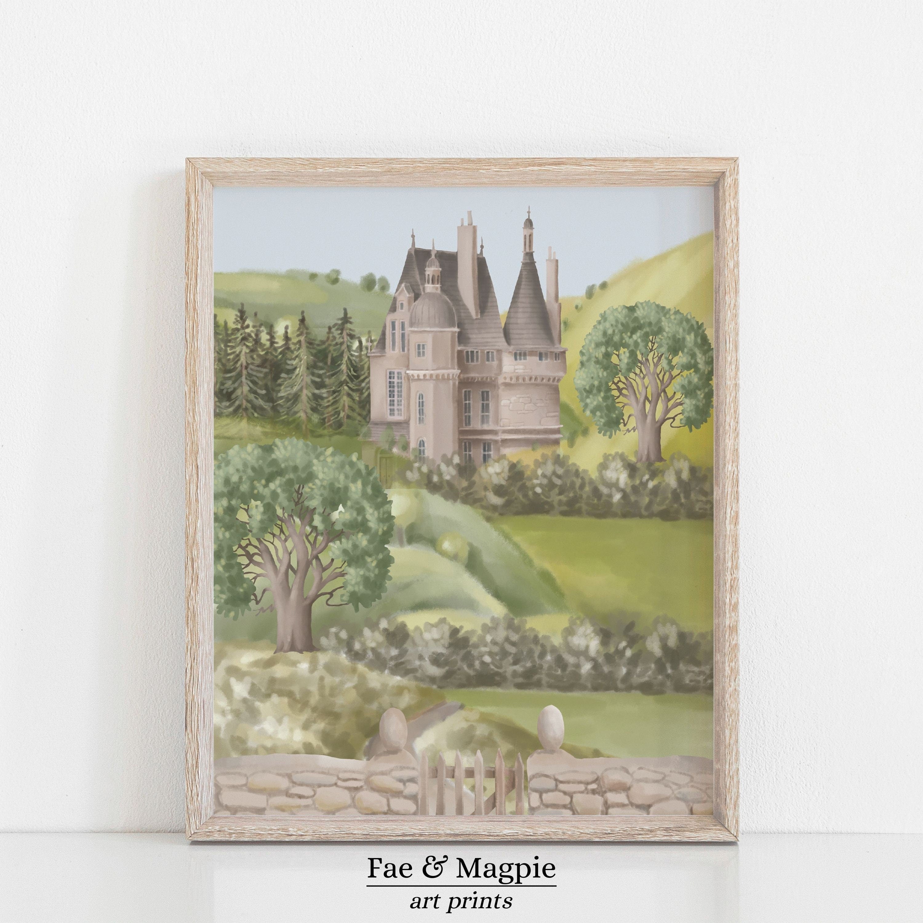 Fairytale Castle Print, Fairy Story Art, Cottagecore, Magical Fairytale Print, Fairytale Illustration, Cinderella Castle , Princess Wall Art