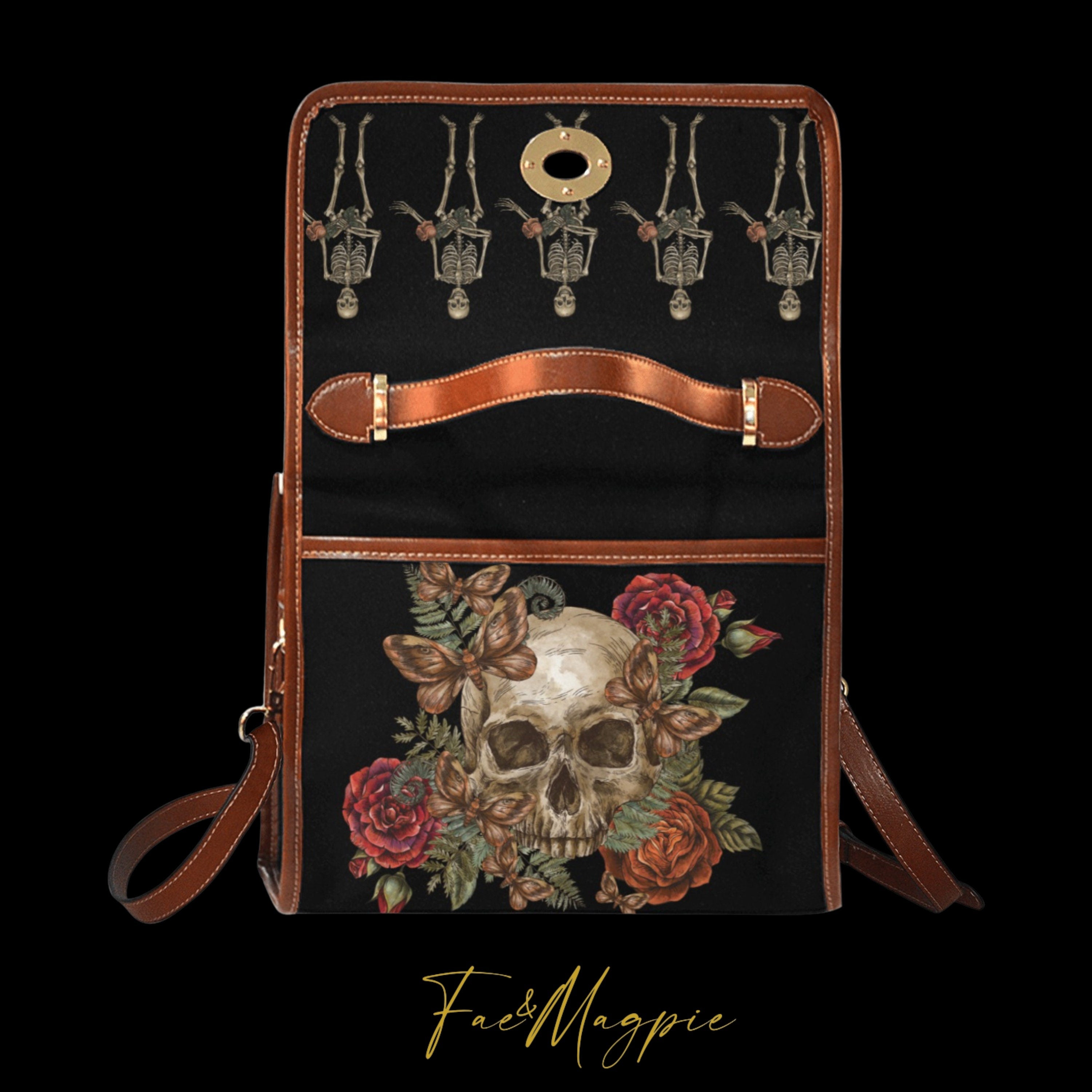 Skeleton Rose Satchel Bag