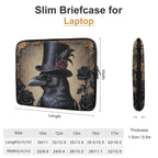 Fae & Magpie Crow laptop sleeve in black with padded interior, designed to protect a 13-inch laptop from scratches and impacts.