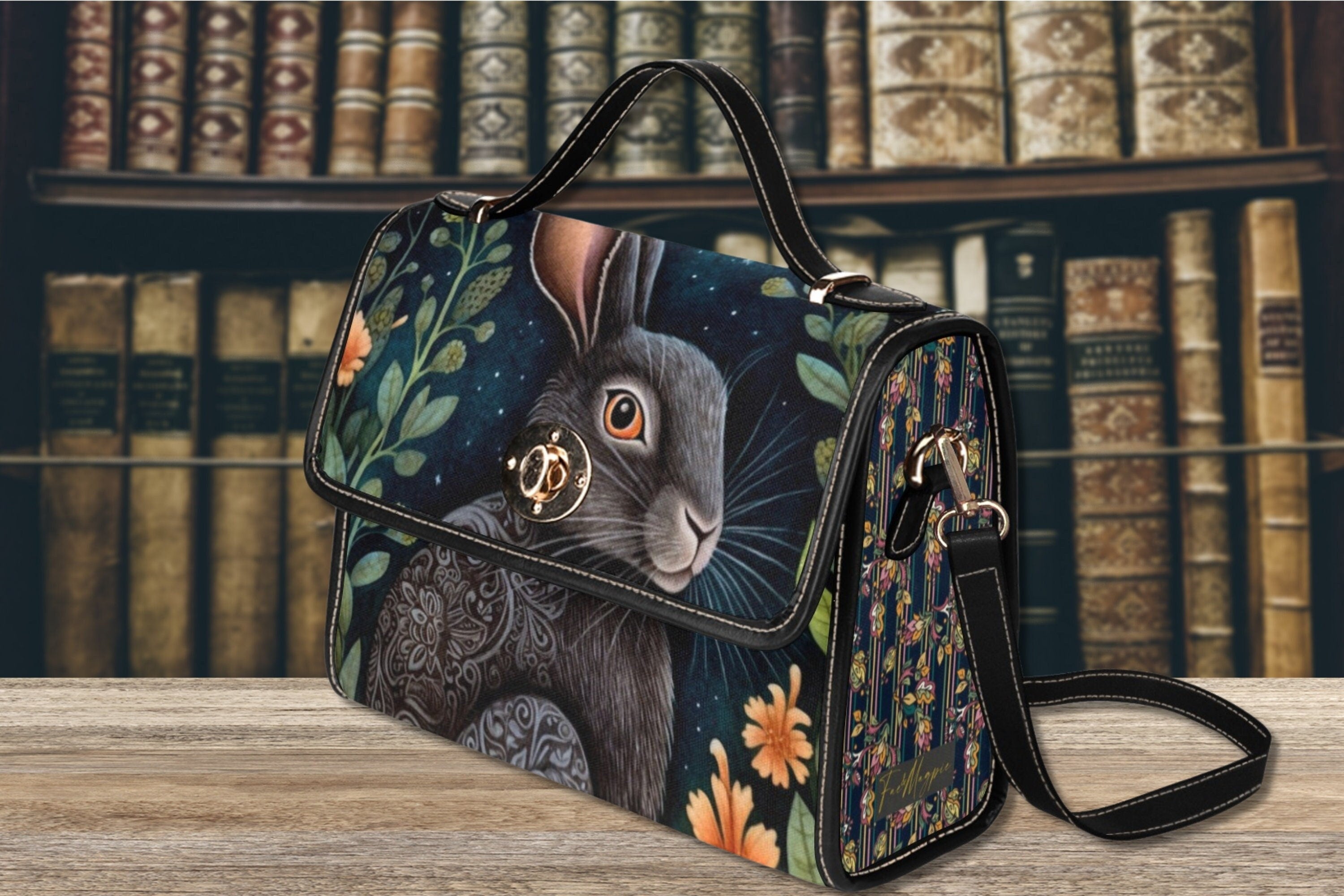 Midnight Hare Satchel Bag