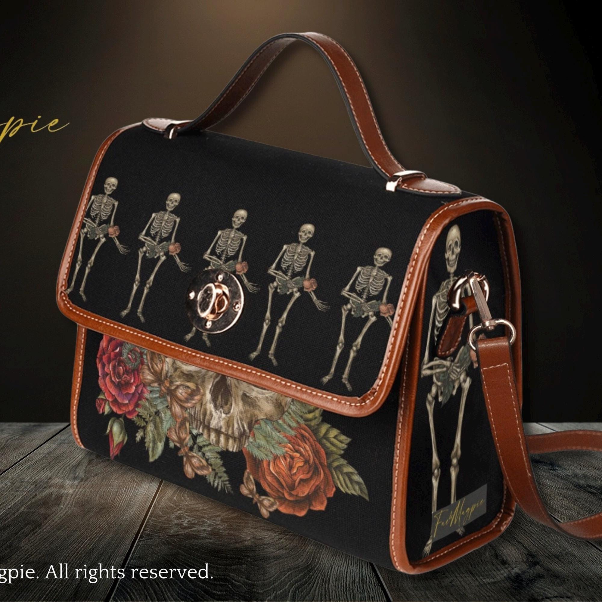 Skeleton Rose Satchel Bag