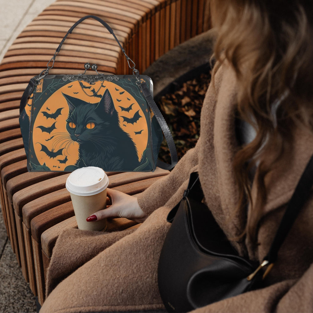 Halloween Cat Kisslock Bag