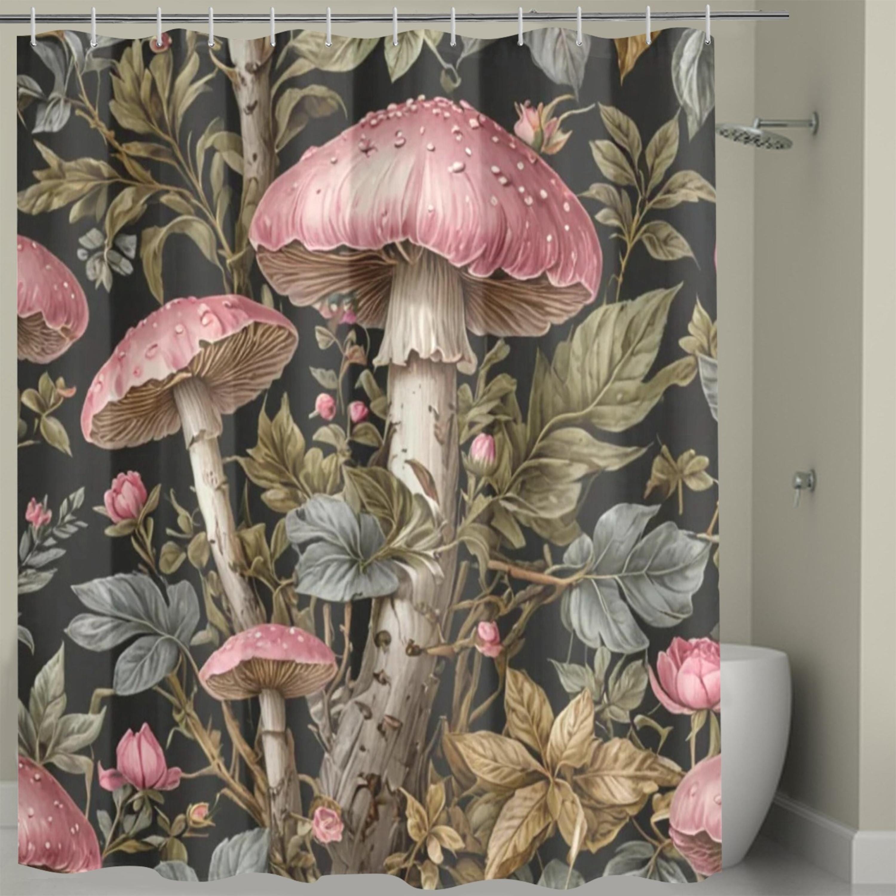 Pink Mushroom Shower Curtain