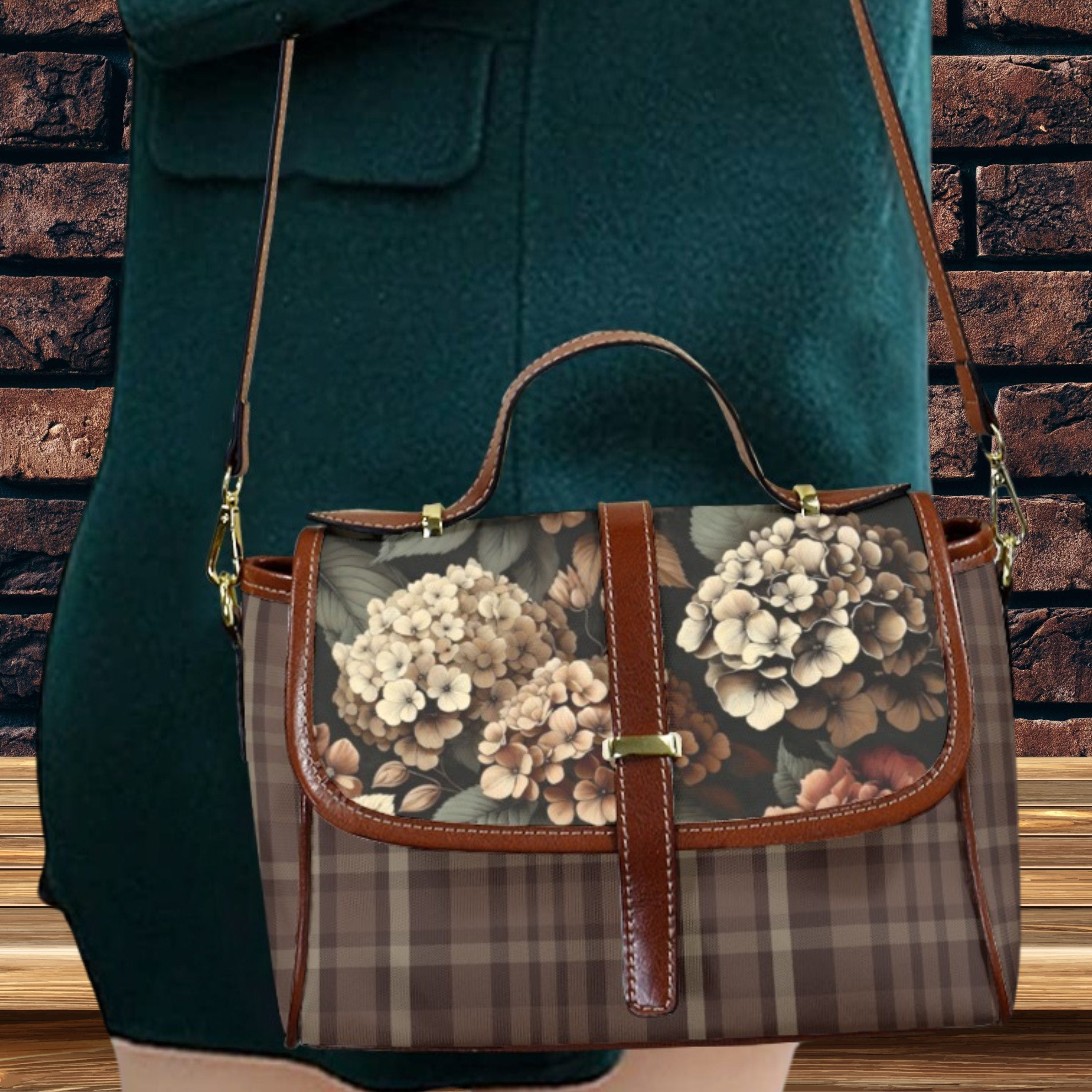 Floral Plaid Satchel Bag
