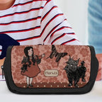 Fae & Magpie girl and dog pouch with colorful fabric design, featuring a small zippered compartment and playful animal print.