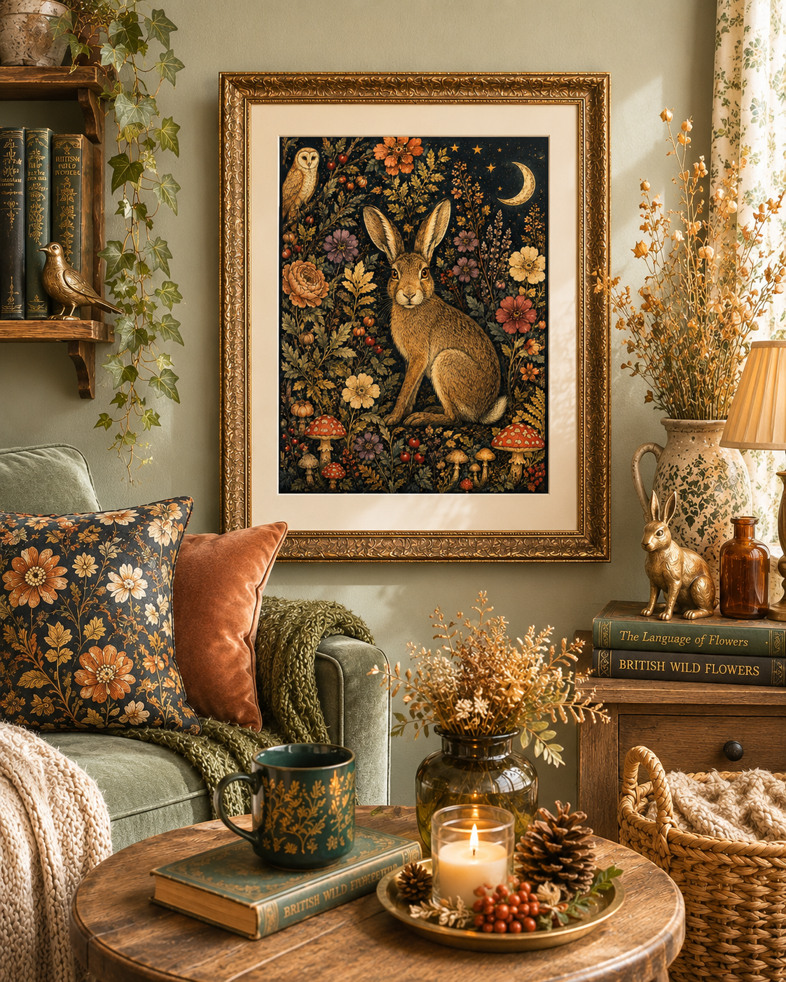 Hare and Owl Art Print