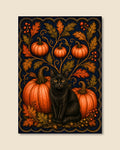 Black Cat & Pumpkins Art Print