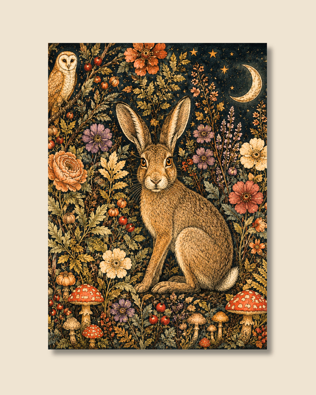 Hare and Owl Art Print