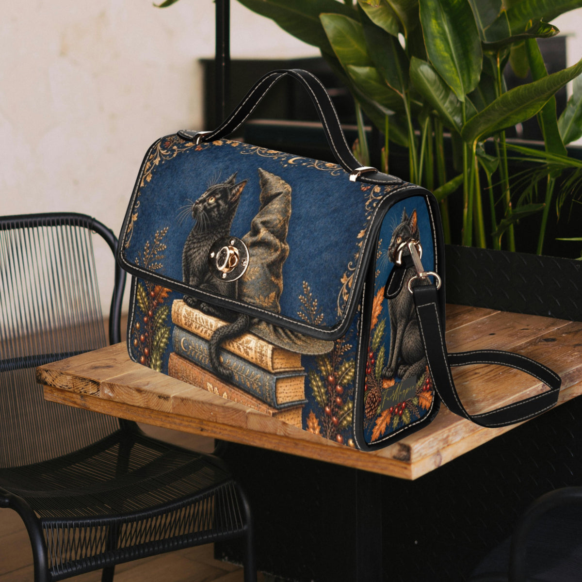 Witchy Black Cat Satchel Bag