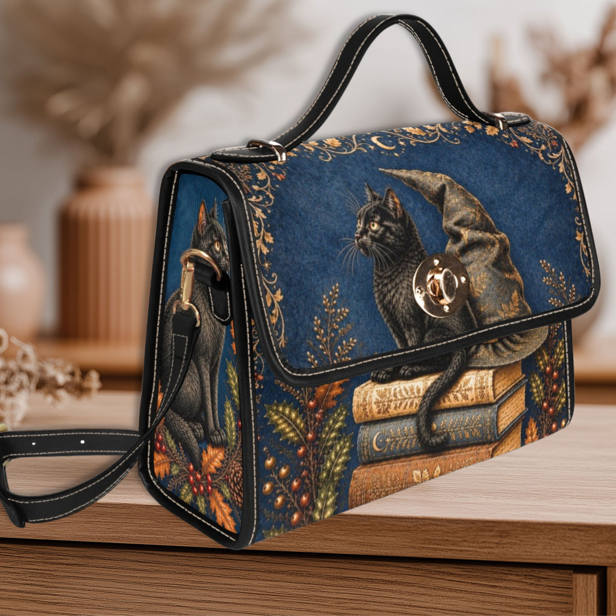 Witchy Black Cat Satchel Bag